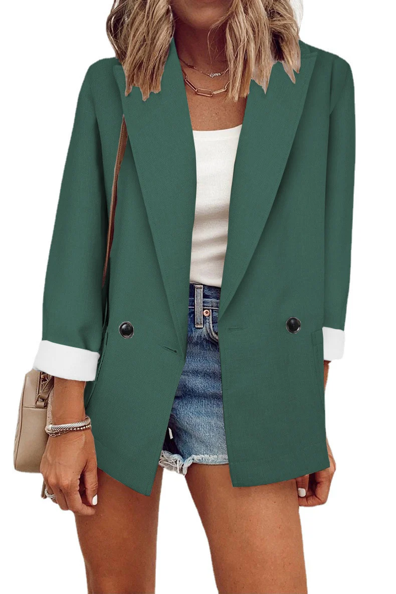 Damen modischer Oversized-Blazer im schlichten Design mit eleganten Knopfdetails Heidi-Mode - Image 5