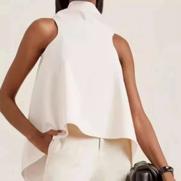 Damen modisches asymmetrisches Oberteil mit hohem Kragen Heidi-Mode - Image 2