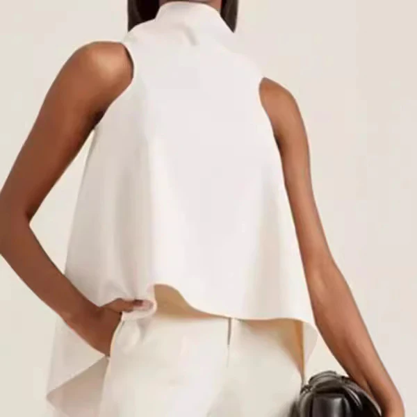 Damen modisches asymmetrisches Oberteil mit hohem Kragen Heidi-Mode - Image 4