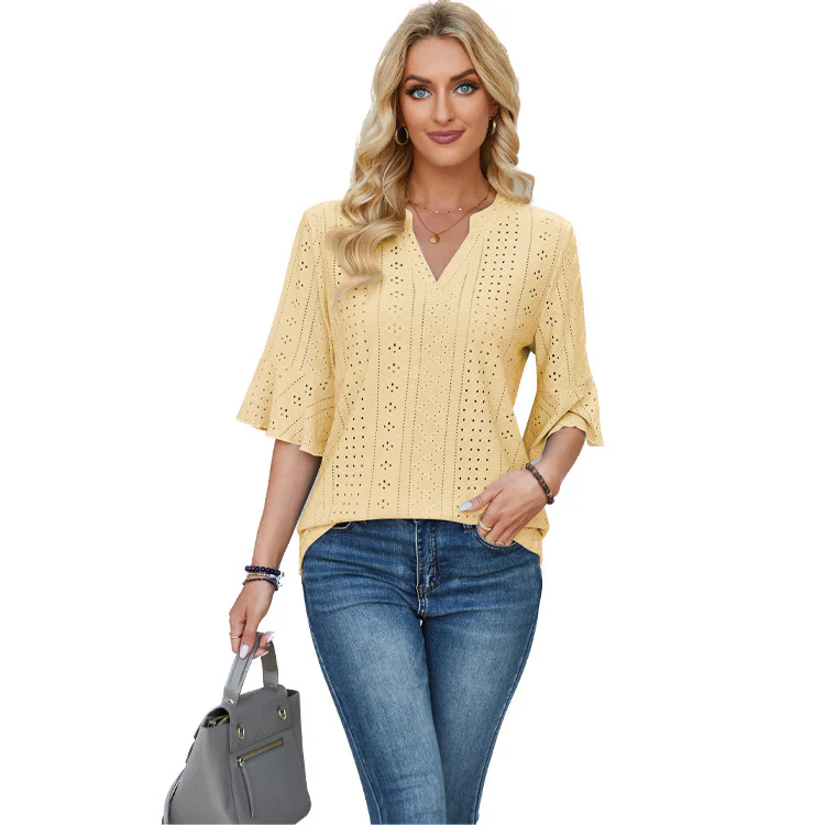 Damen modisches Oberteil mit durchbrochenem Design und Volantärmeln Heidi-Mode - Image 6