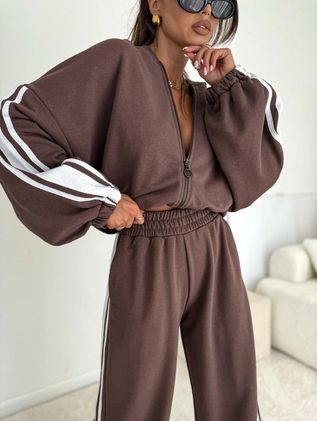 Damen modisches Sportanzug-Set mit modernem Reißverschluss und lässigen Ärmeln Heidi-Mode - Image 6