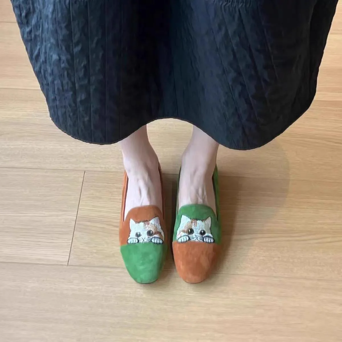 Damen Mokassin-Pantoletten mit süßem Katzenmotiv und bequemer Sohle Heidi Mode - Image 3
