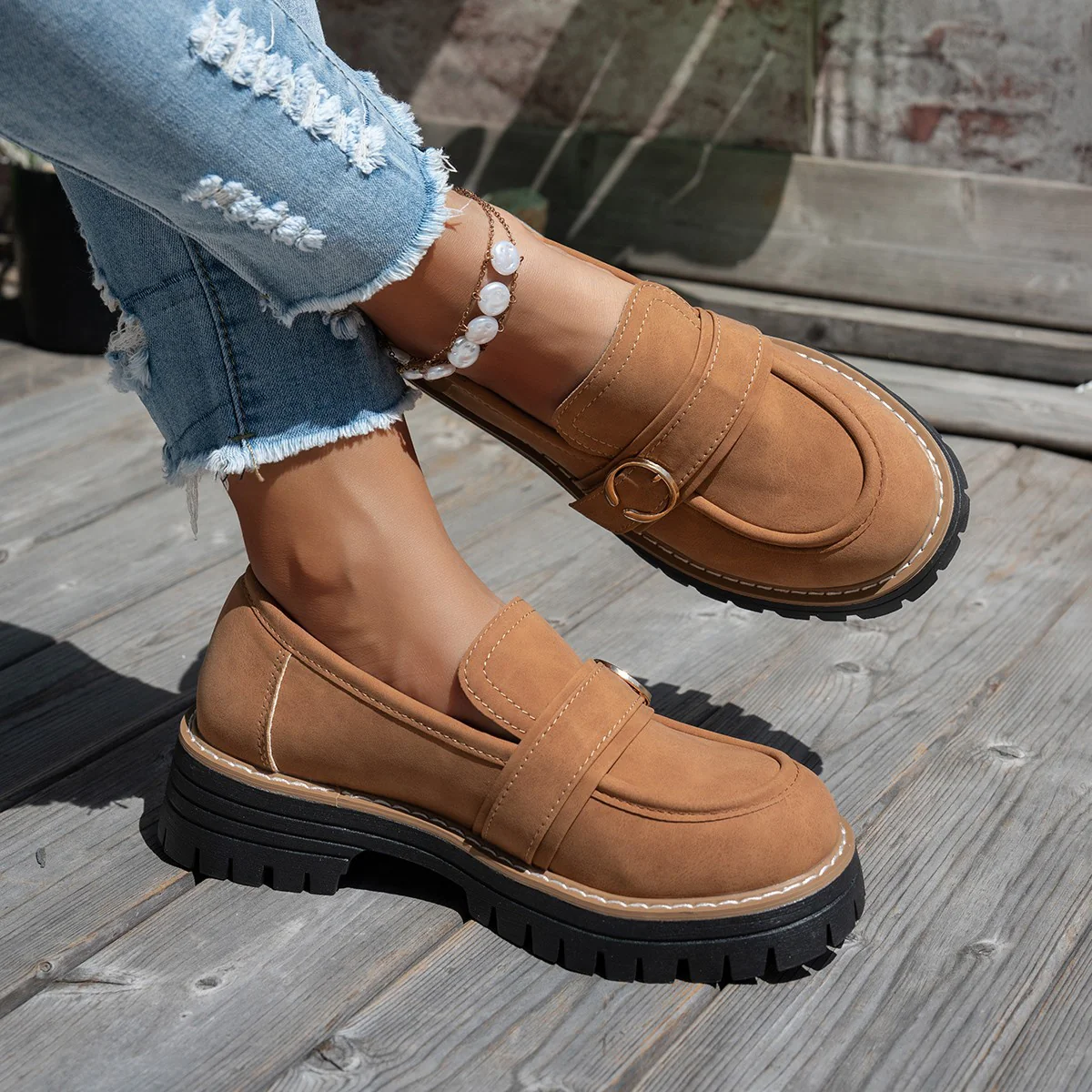 Damen Mokassin-Schuhe mit eleganter Verzierung und robuster Sohle Heidi Mode - Image 3