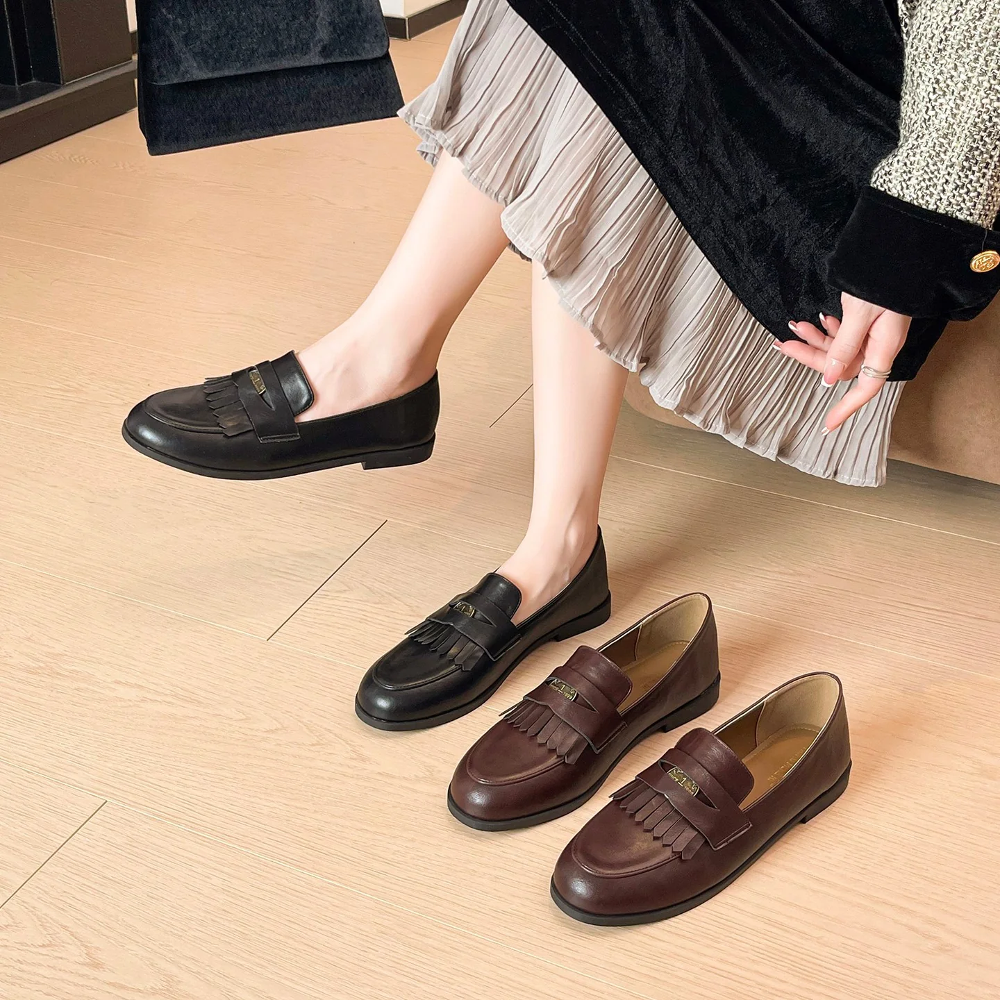 Damen Mokassins mit dekorativen Fransen und elegantem Design Heidi Mode - Image 3