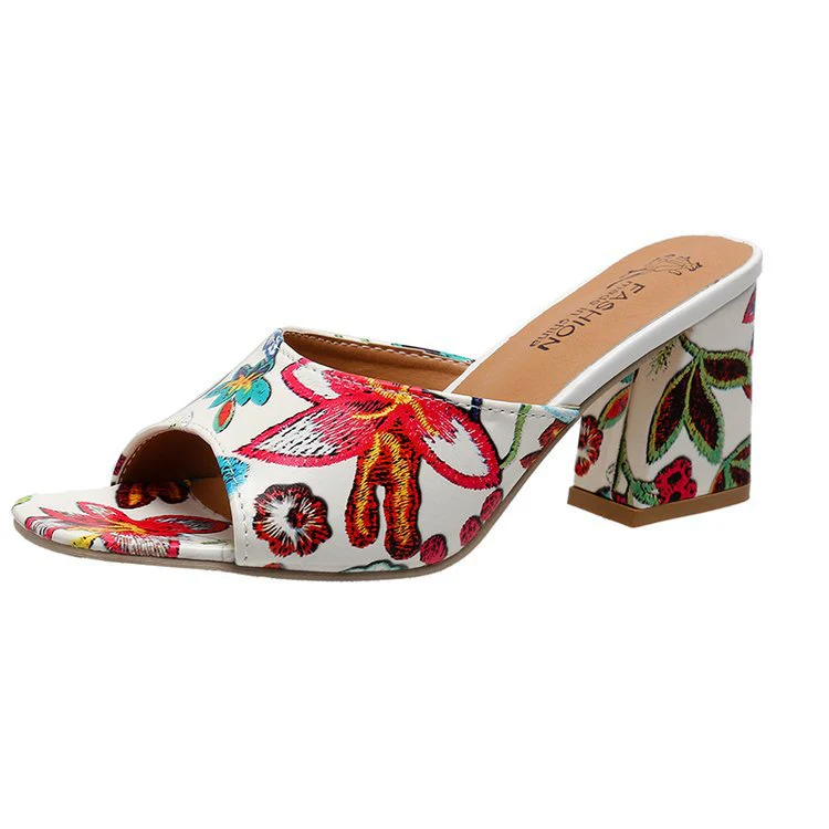 Damen Mules mit Floralem Design und Komfortablem Blockabsatz Heidi-Mode - Image 6