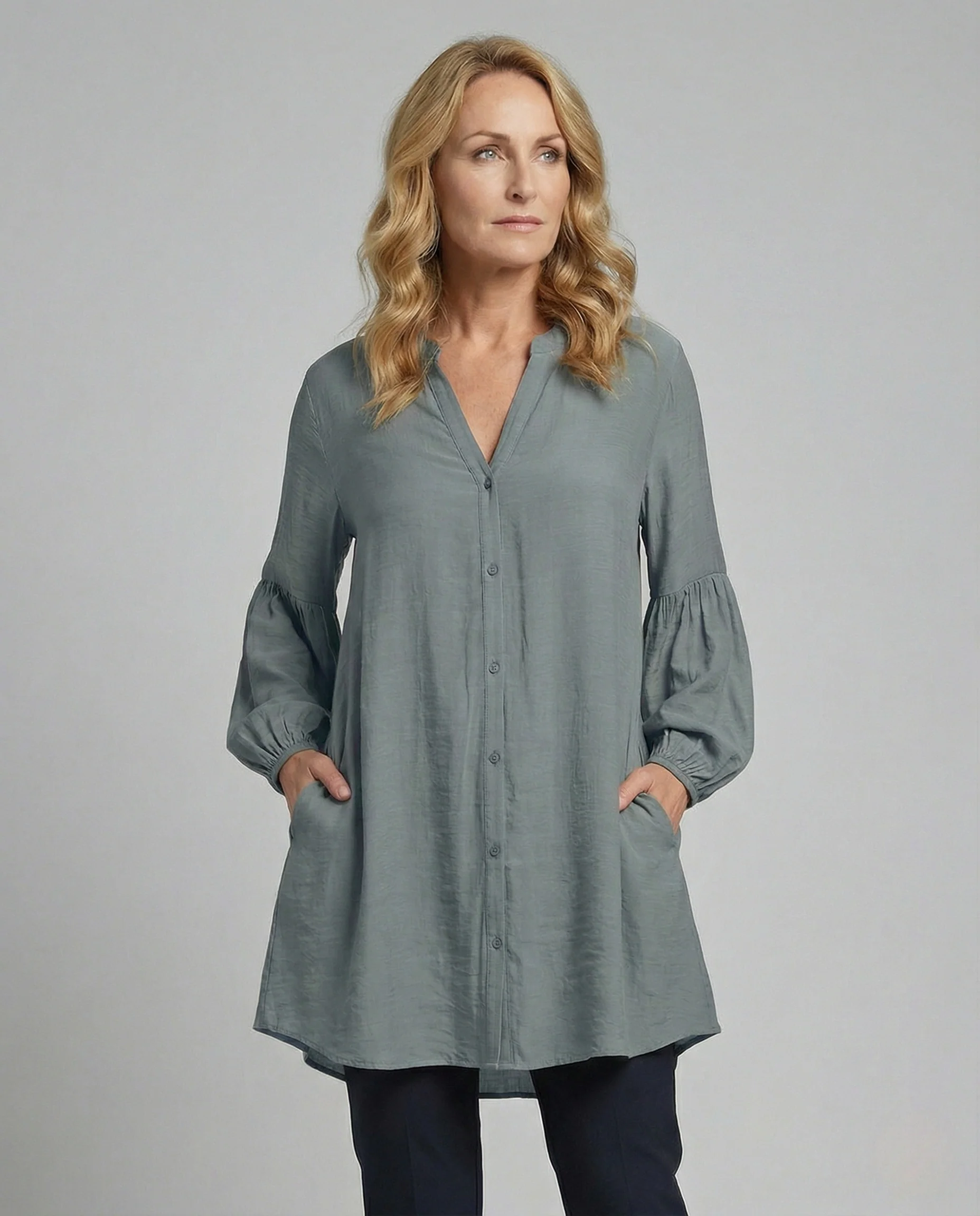 Freizeitkleid Damen Hemdblusenkleid A-Linie - Image 2
