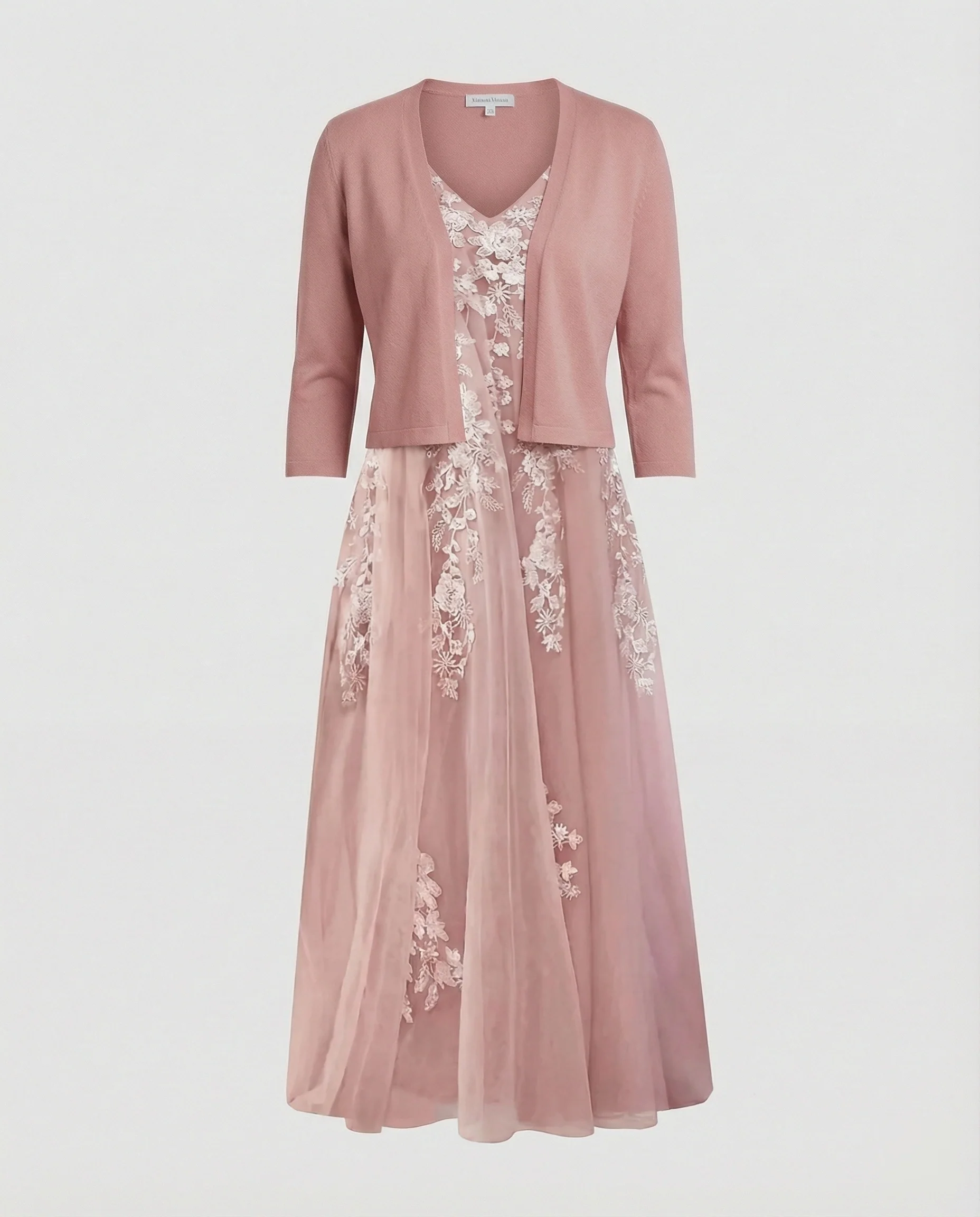 A-Linien Kleid Mit Bolerojacke Damen V-Ausschnitt - Image 11