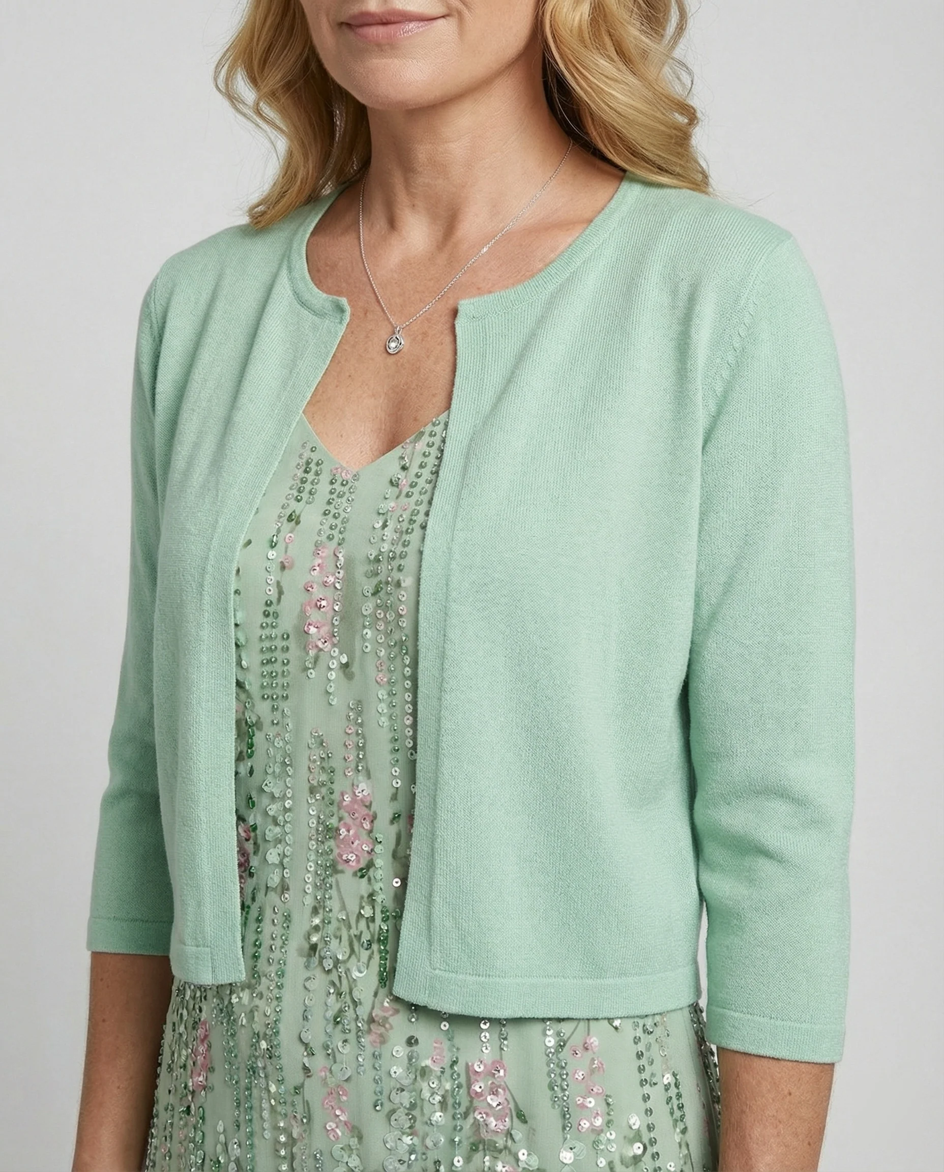 A-Linien Kleid Mit Bolerojacke Damen V-Ausschnitt - Image 6
