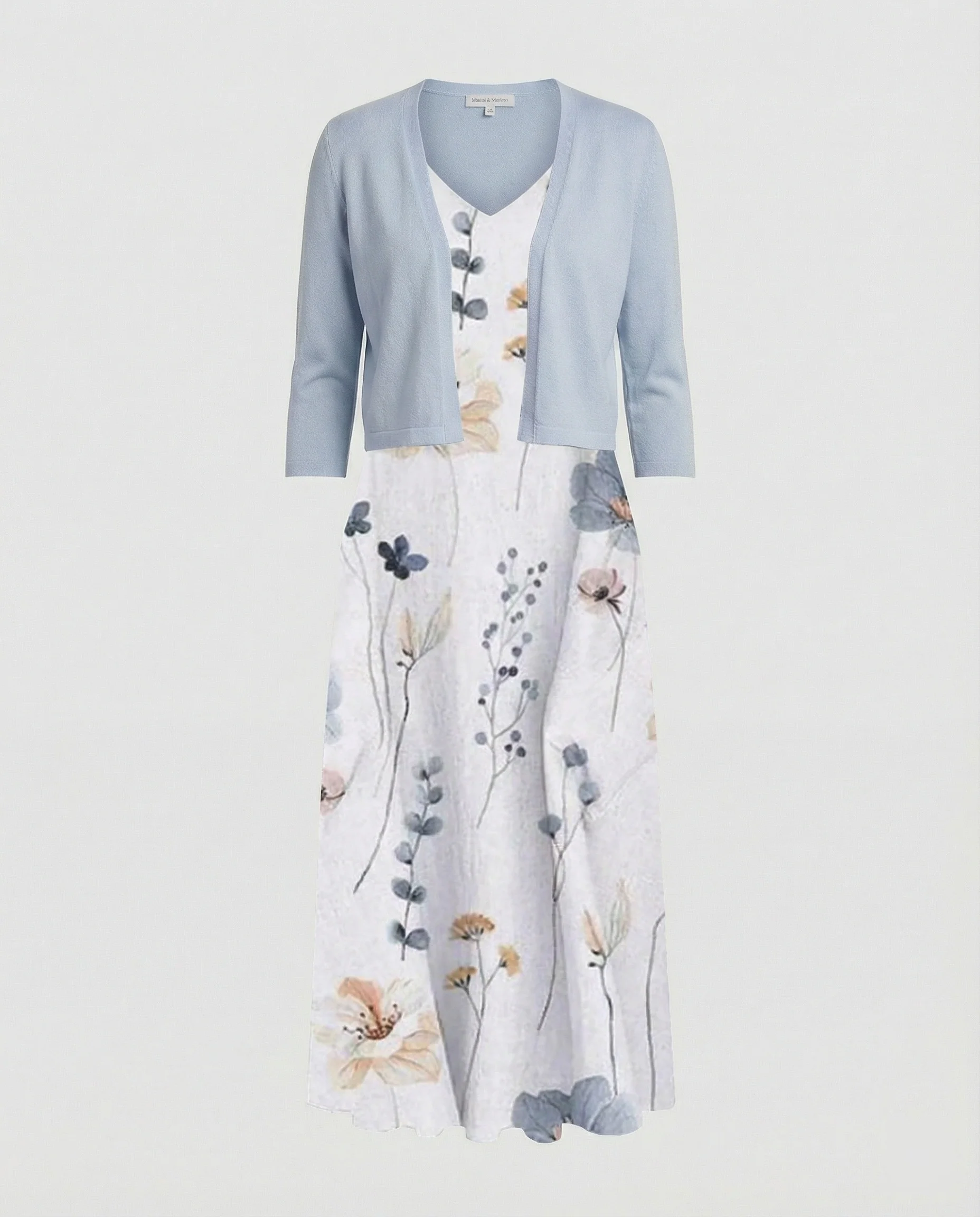 A-Linien Kleid Mit Bolerojacke Damen V-Ausschnitt - Image 9