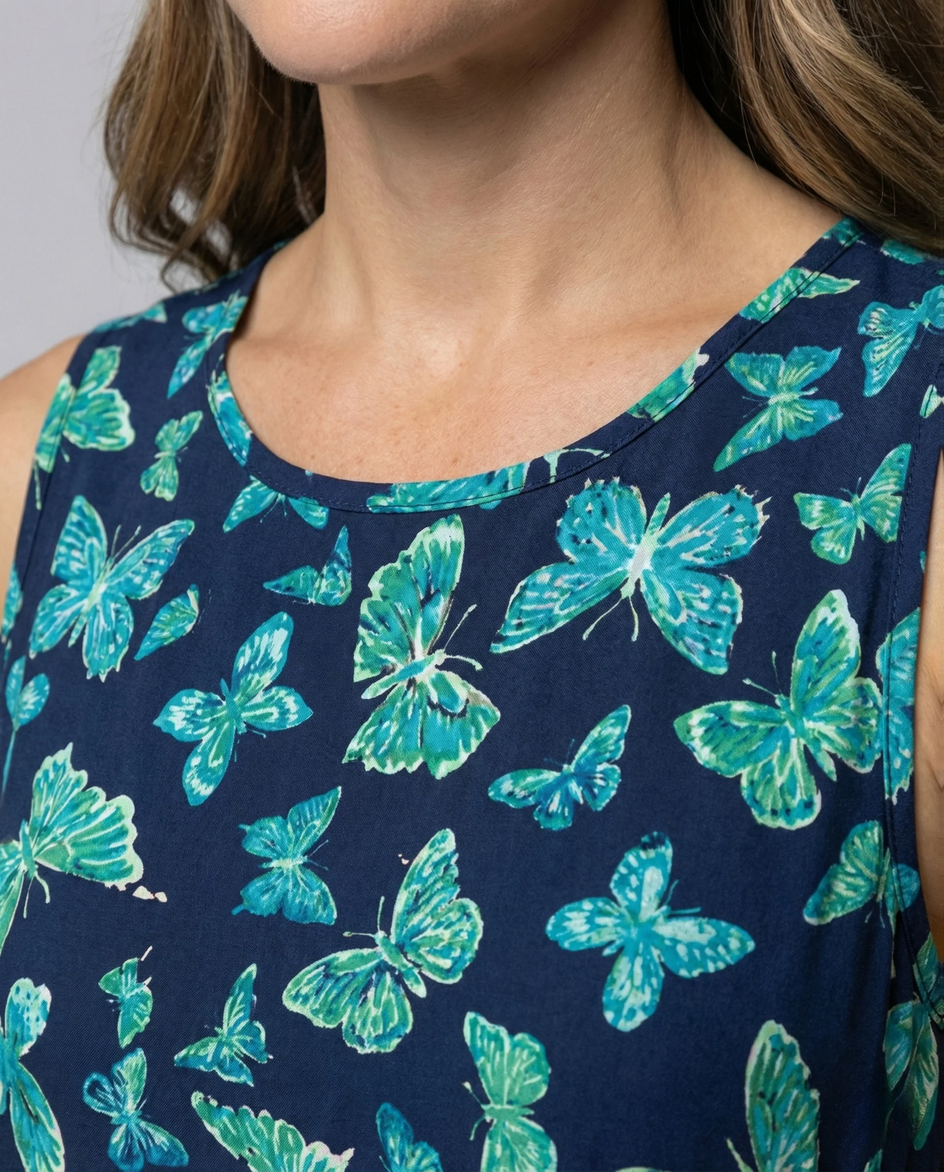 Damen A-Linien Maxikleid mit Schmetterlingsprint - Image 3