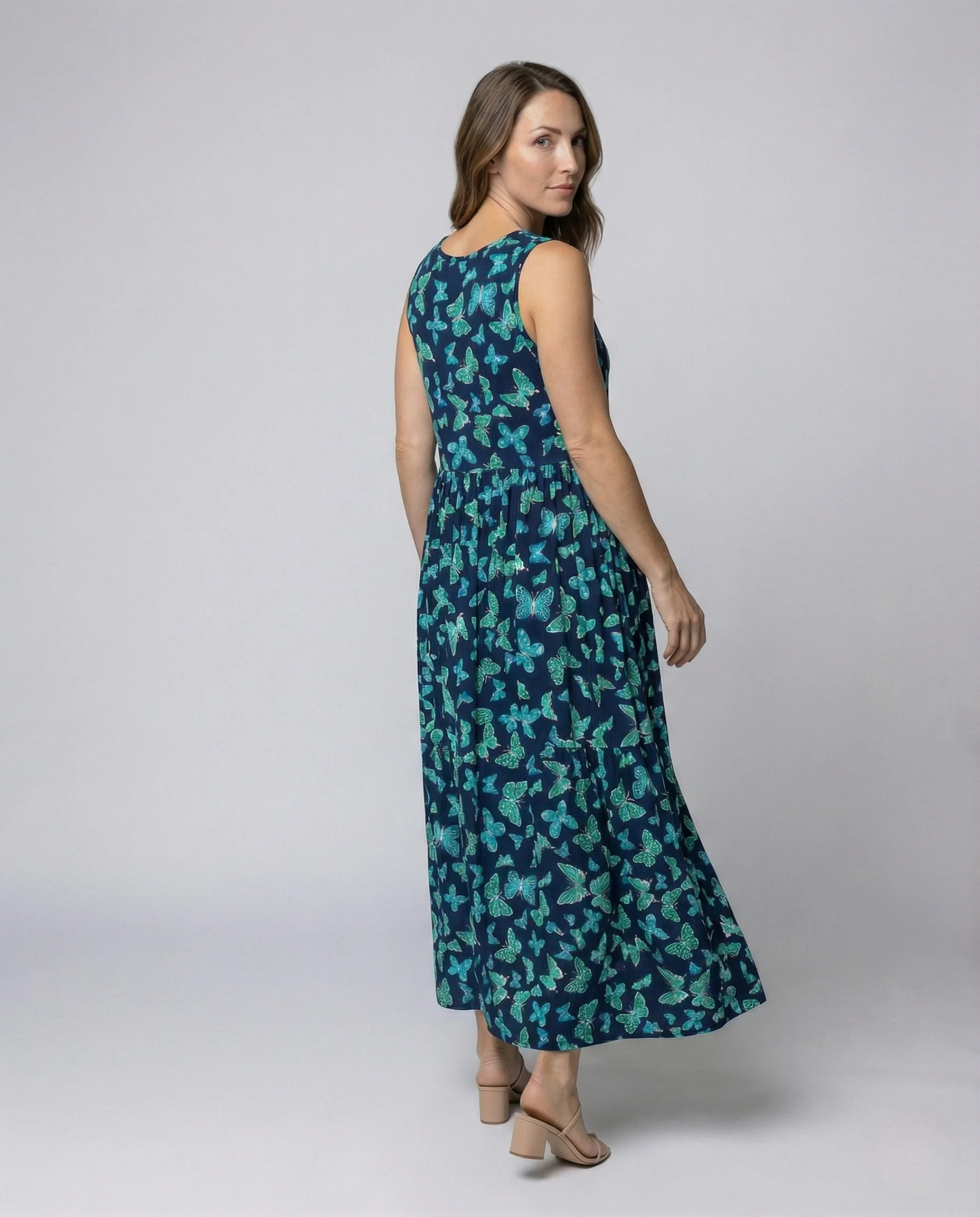 Damen A-Linien Maxikleid mit Schmetterlingsprint - Image 4