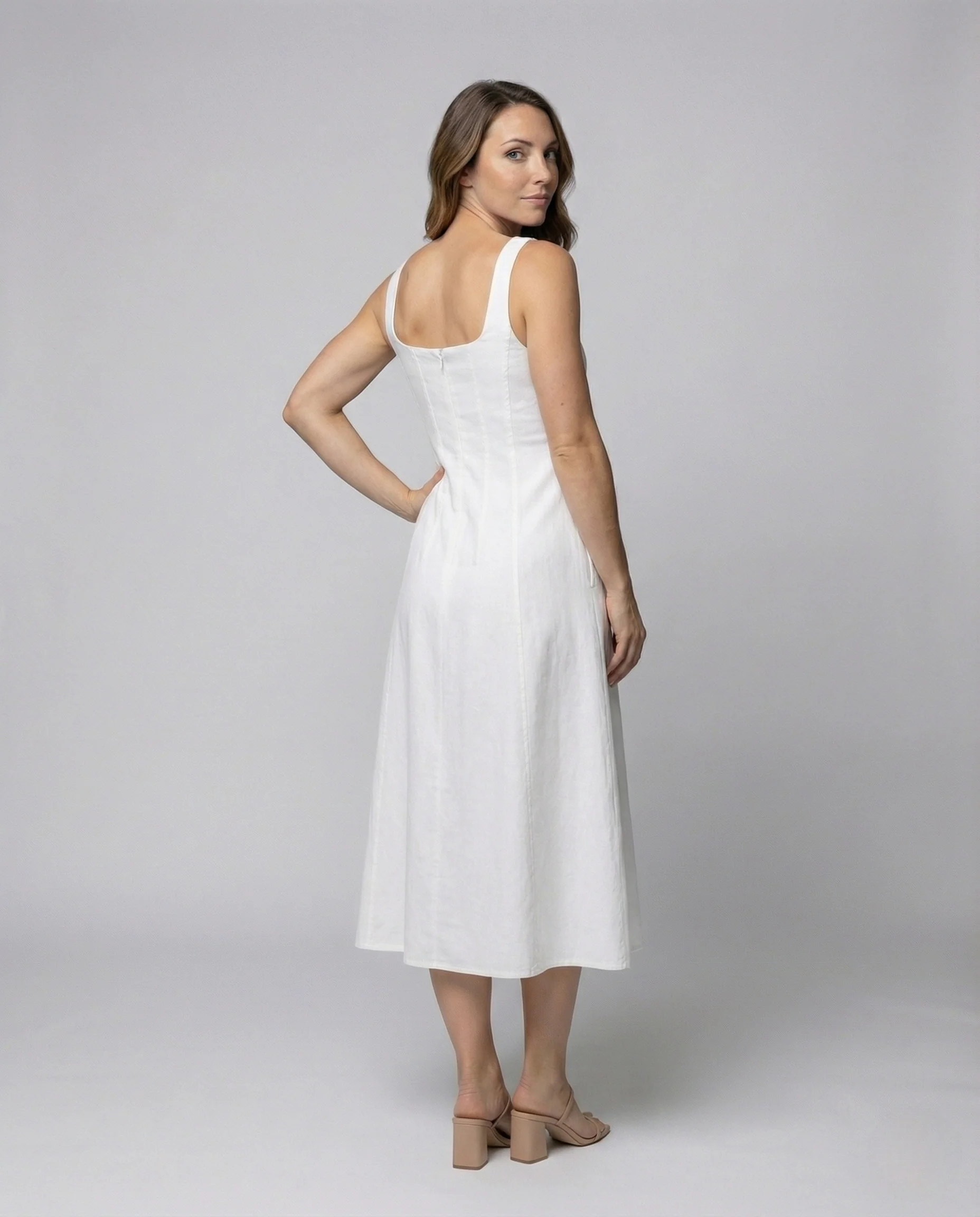Damen A-Linien Maxikleid mit eckigem Ausschnitt - Image 4