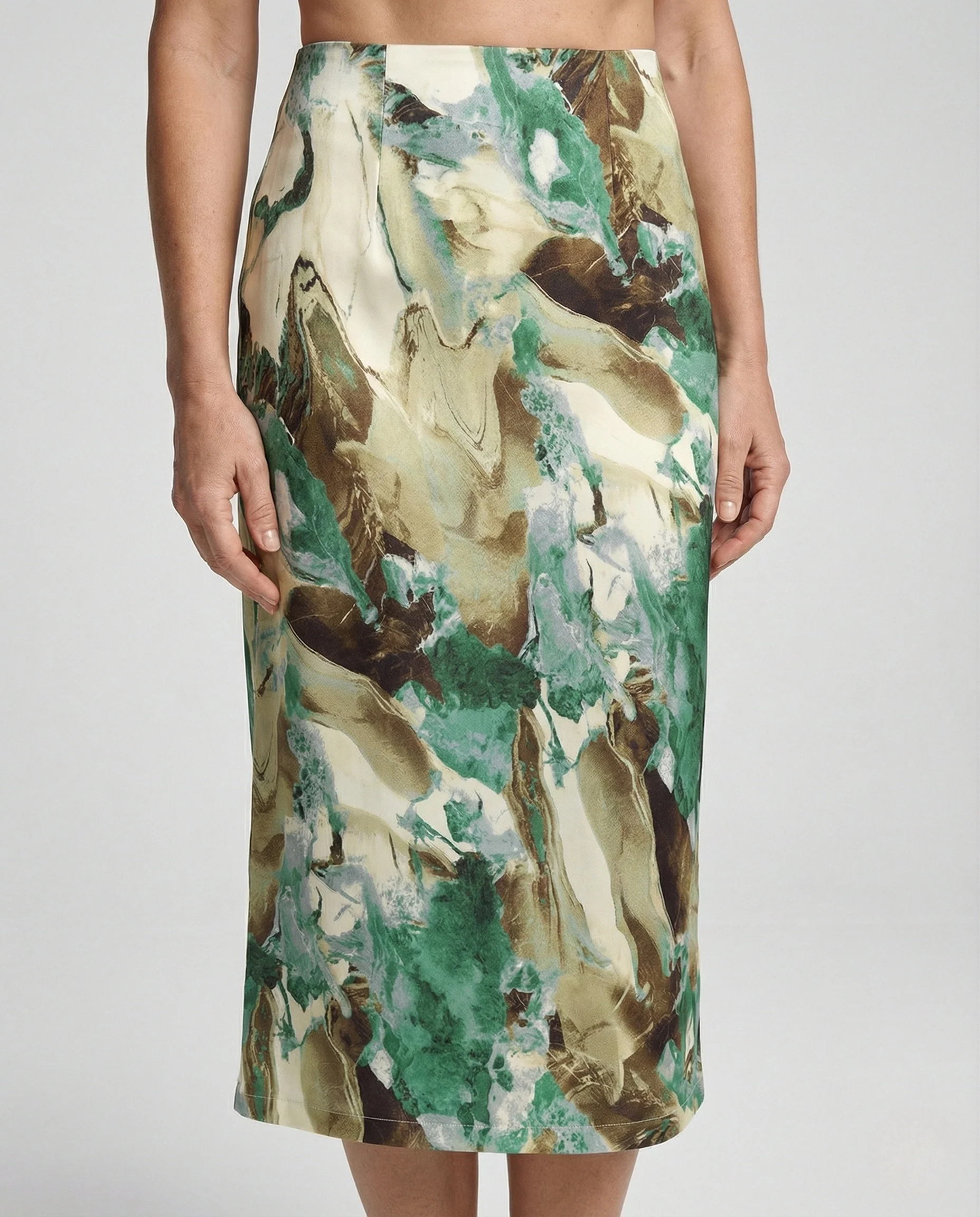 Midirock Damen Satin A-Linie - Image 3