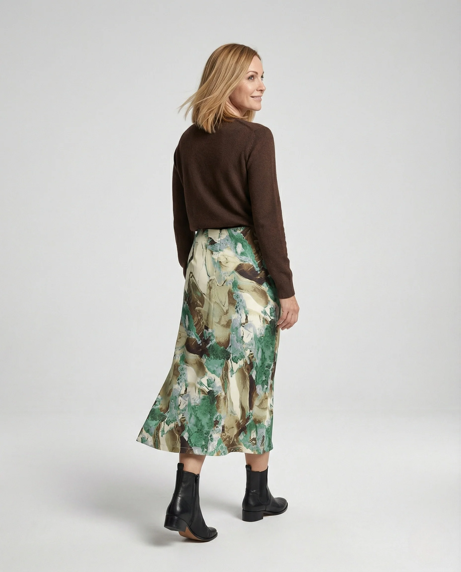 Midirock Damen Satin A-Linie - Image 4