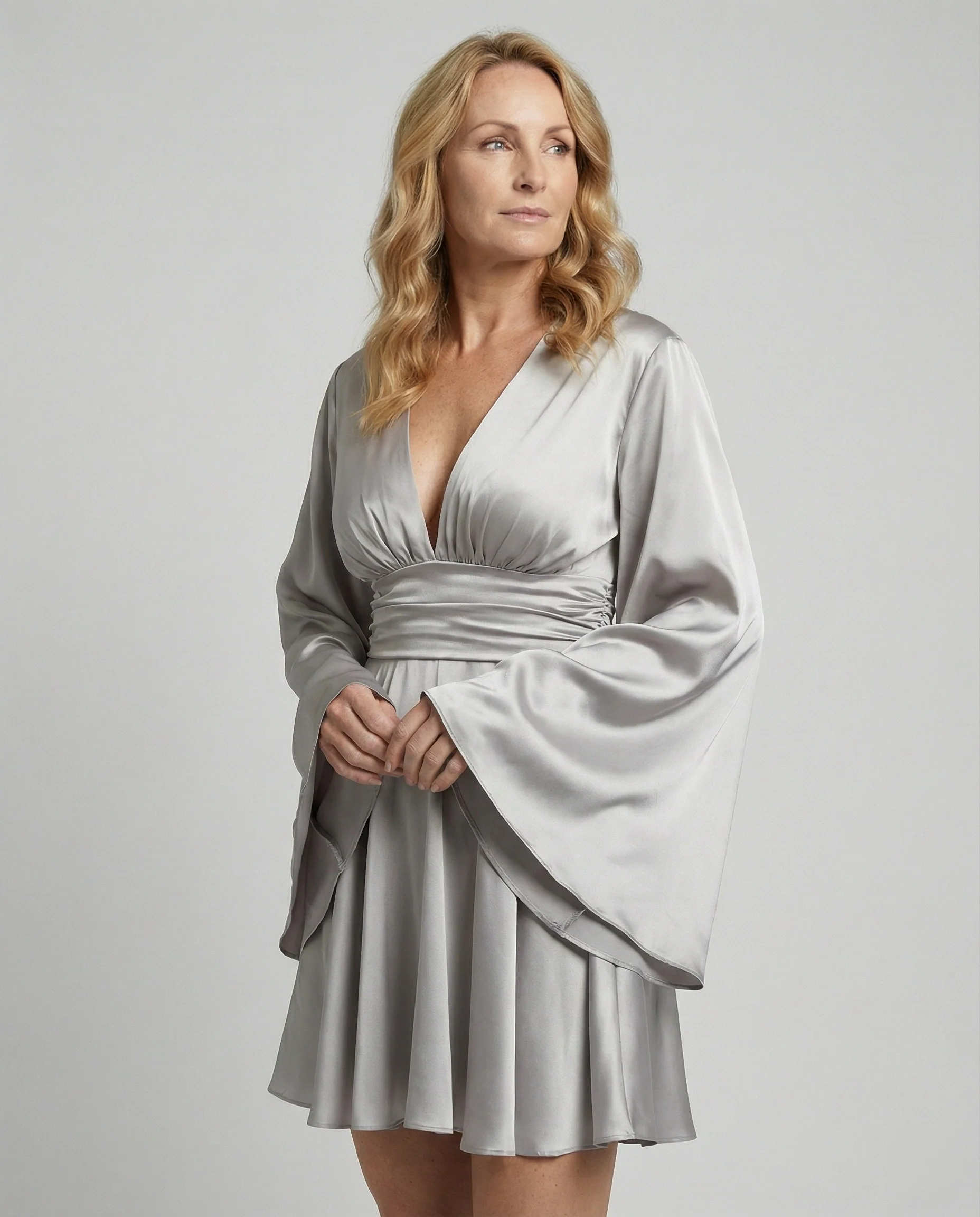 Damen Minikleid A-Linie V-Ausschnitt - Image 2