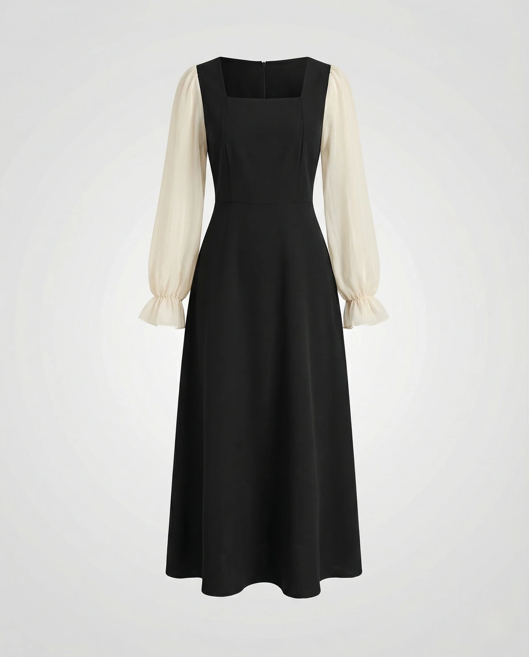 Damen A-Linien Abendkleid mit Organza Ballonärmeln - Image 5