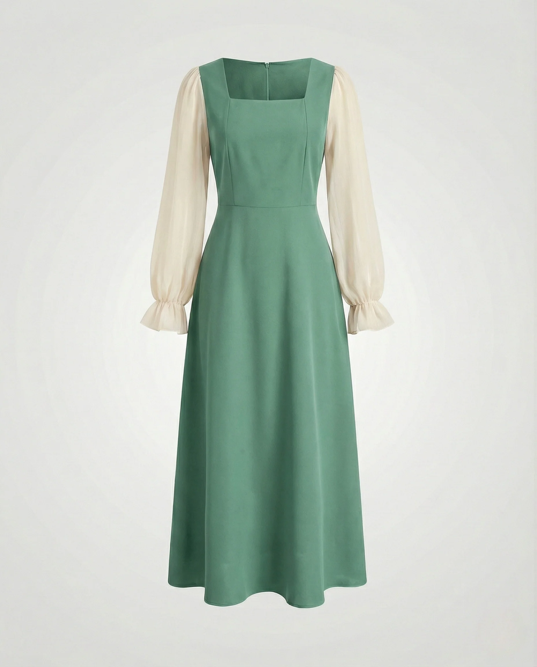 Damen A-Linien Abendkleid mit Organza Ballonärmeln - Image 8