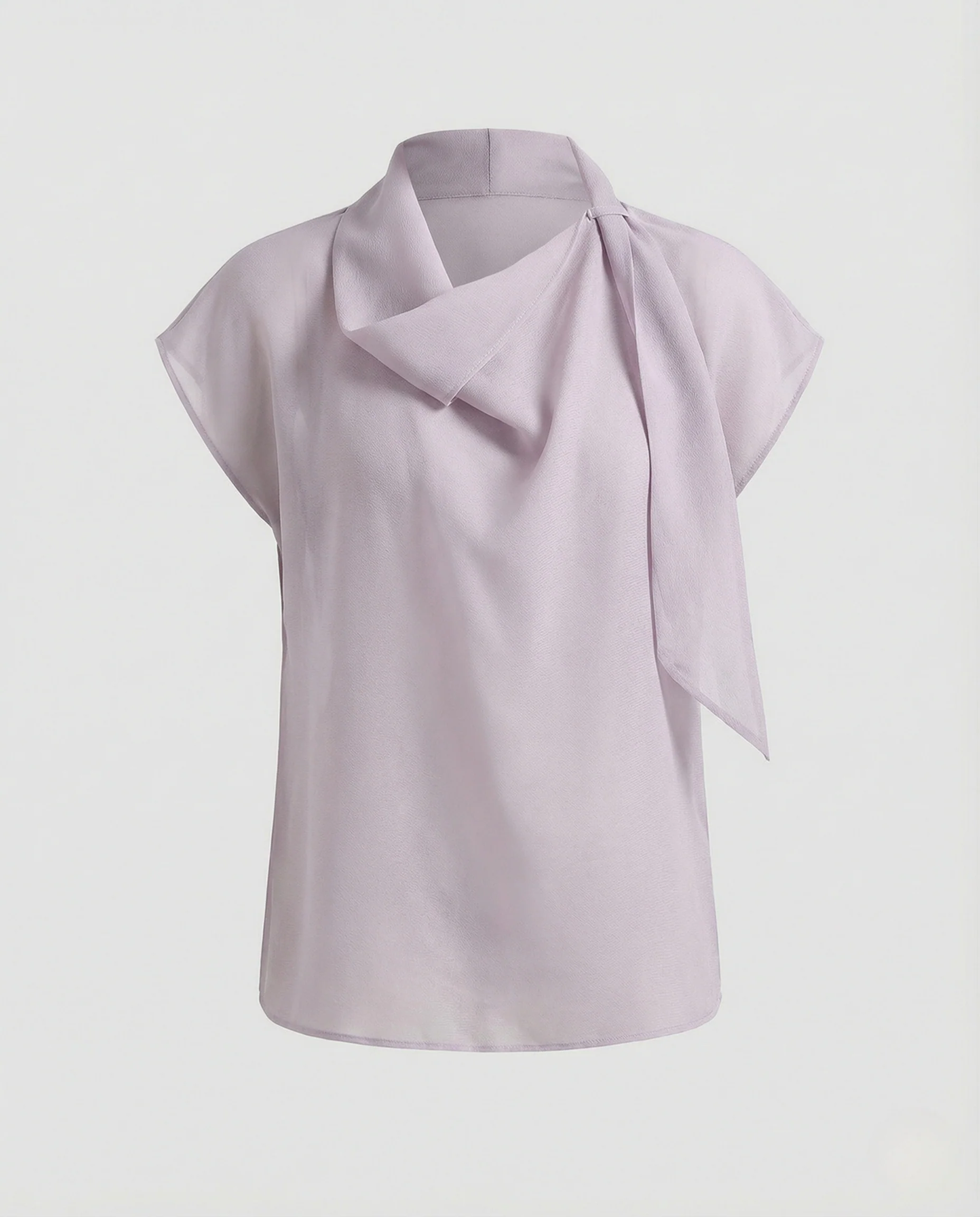 Damen Ärmellose Bluse mit Drapiertem Tuchkragen - Image 5