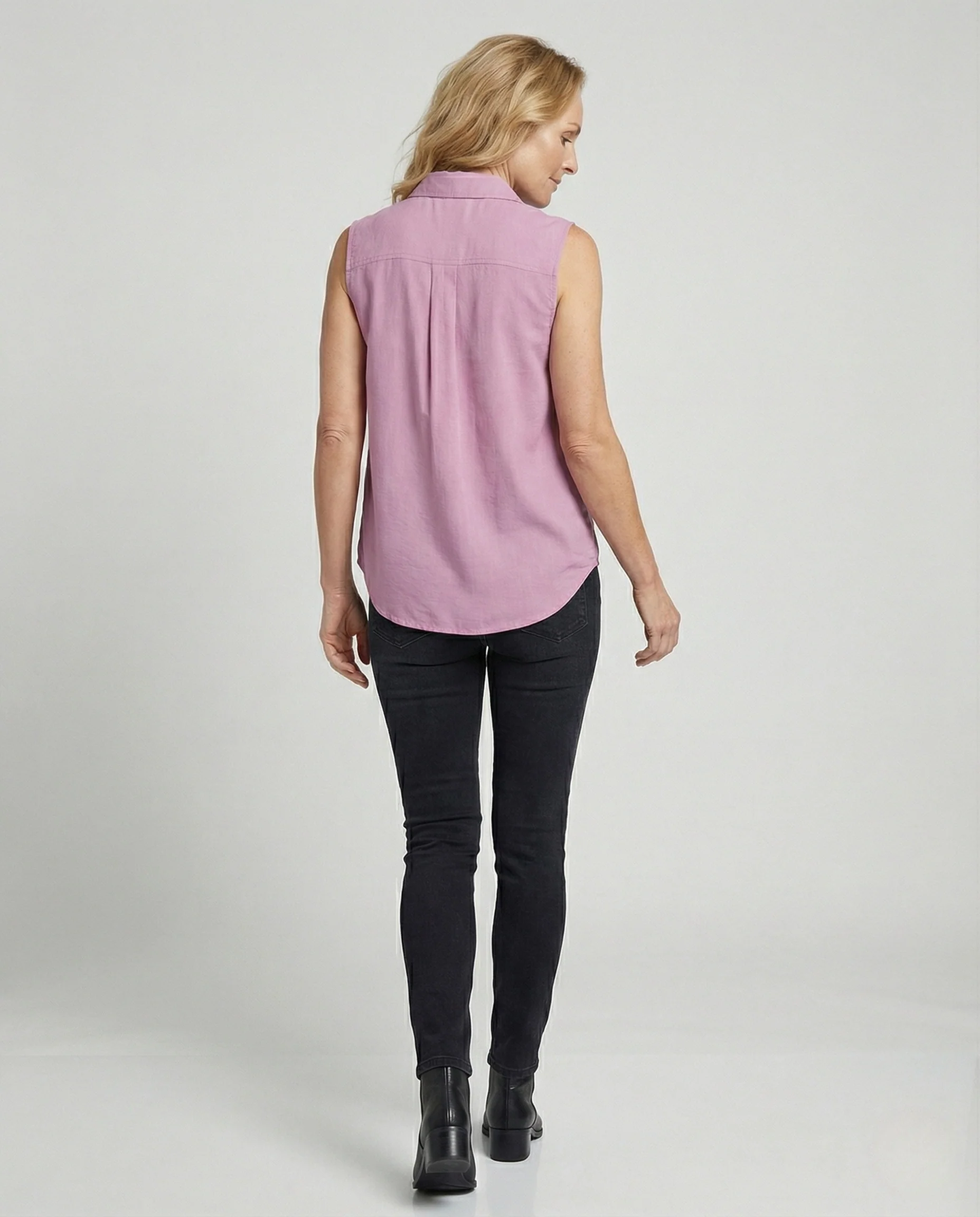 Damen Ärmellose Hemdbluse mit Reverskragen - Image 3