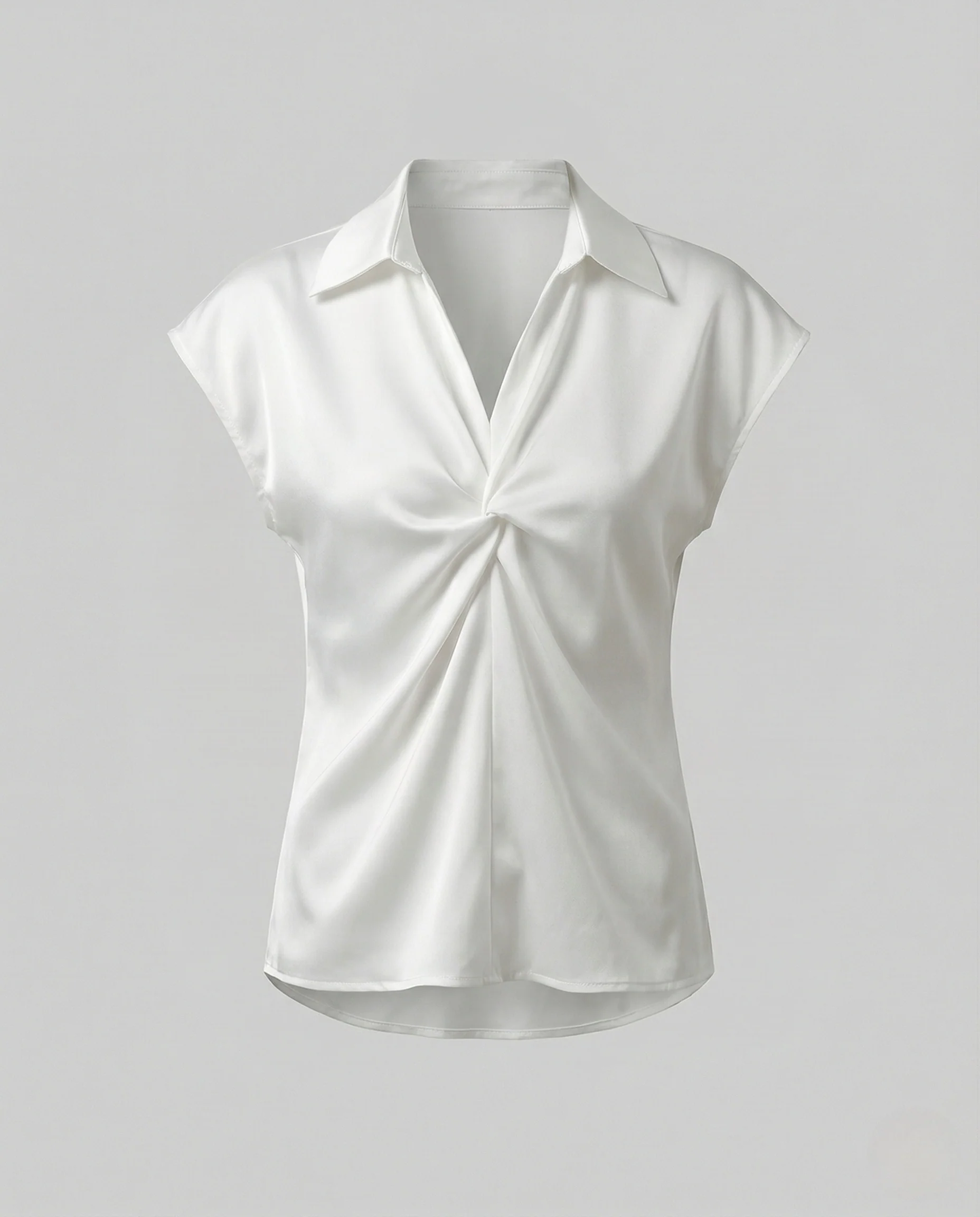 Damen Ärmellose Satinbluse mit Drehdetail - Image 5