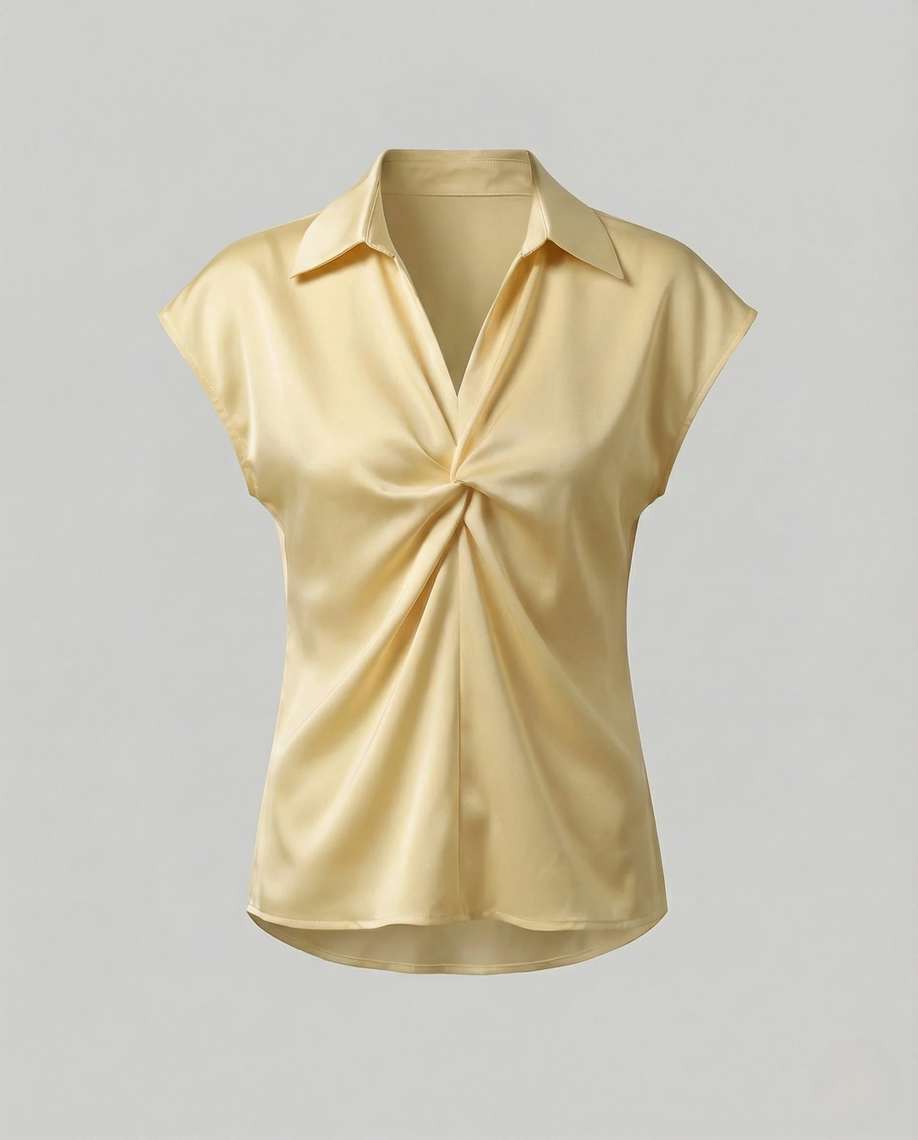 Damen Ärmellose Satinbluse mit Drehdetail - Image 6