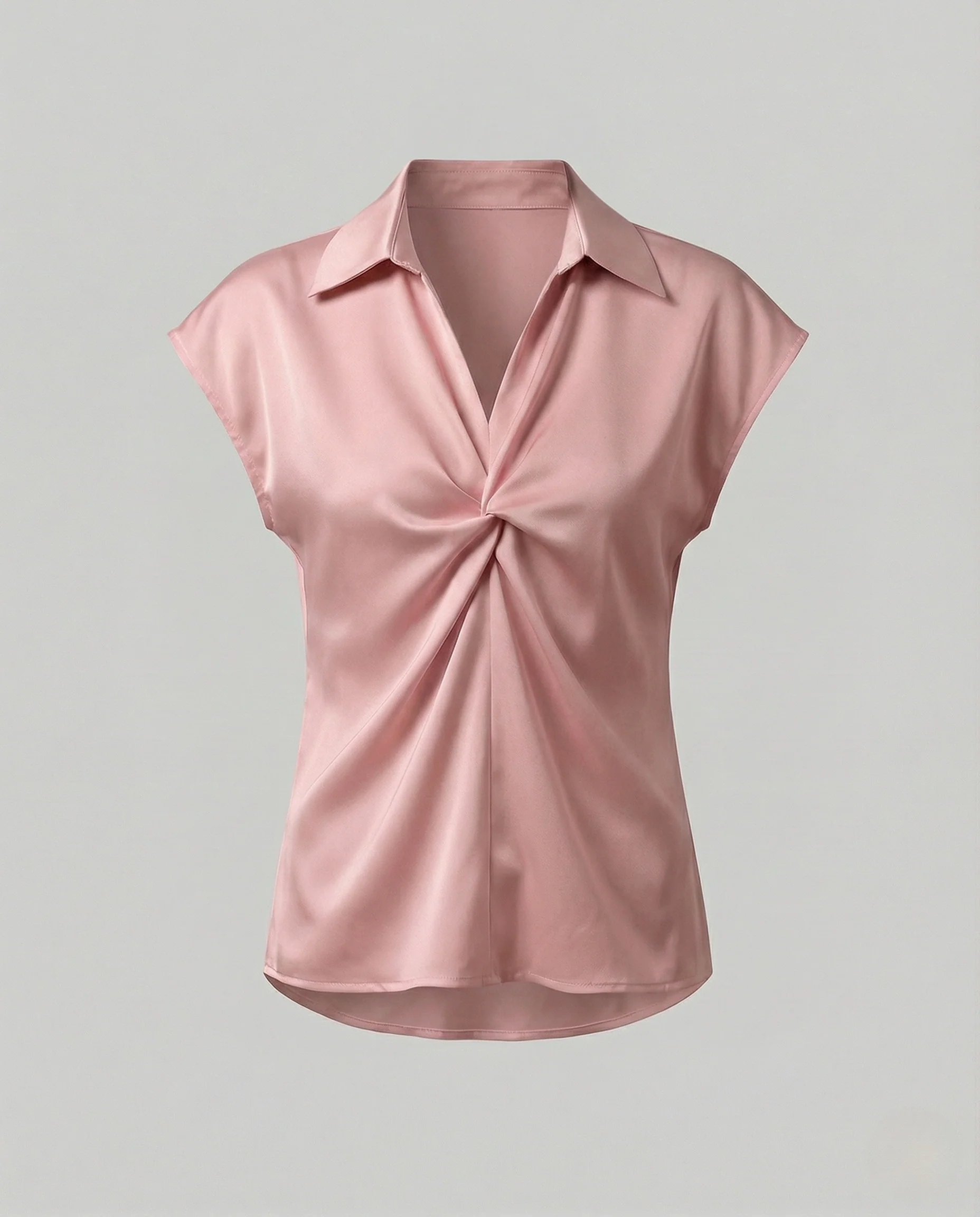 Damen Ärmellose Satinbluse mit Drehdetail - Image 8