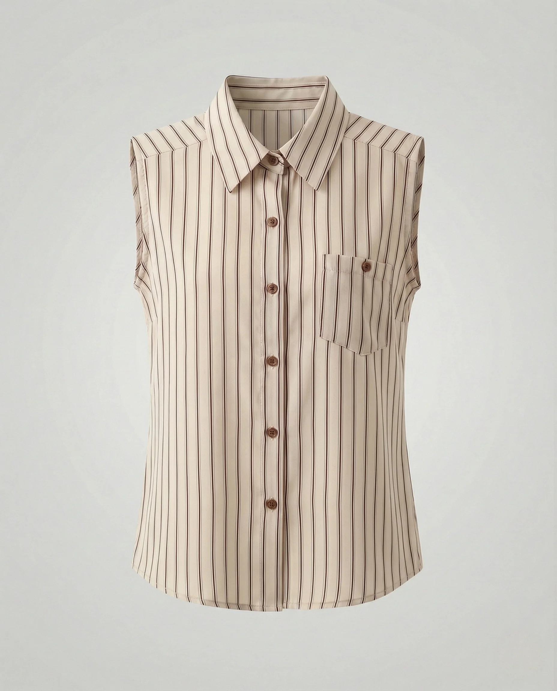 Damen Ärmellose Streifen Hemdbluse aus Viskose - Image 6