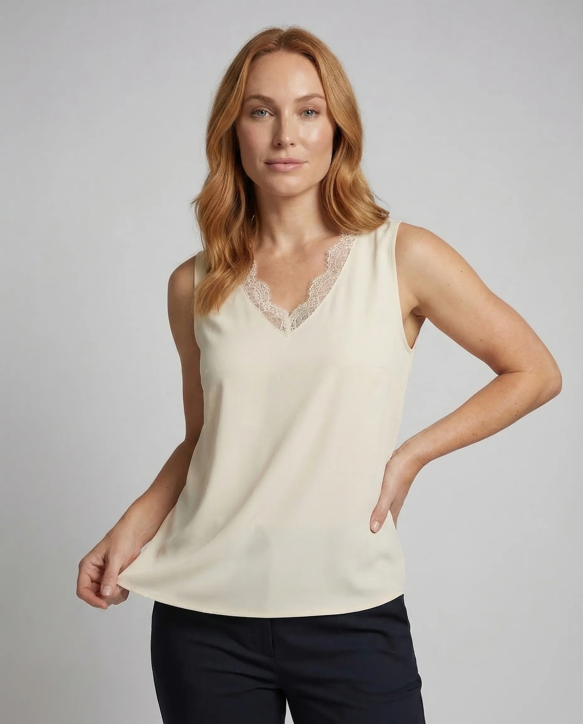 Damen V Ausschnitt Bluse Spitze - Image 2