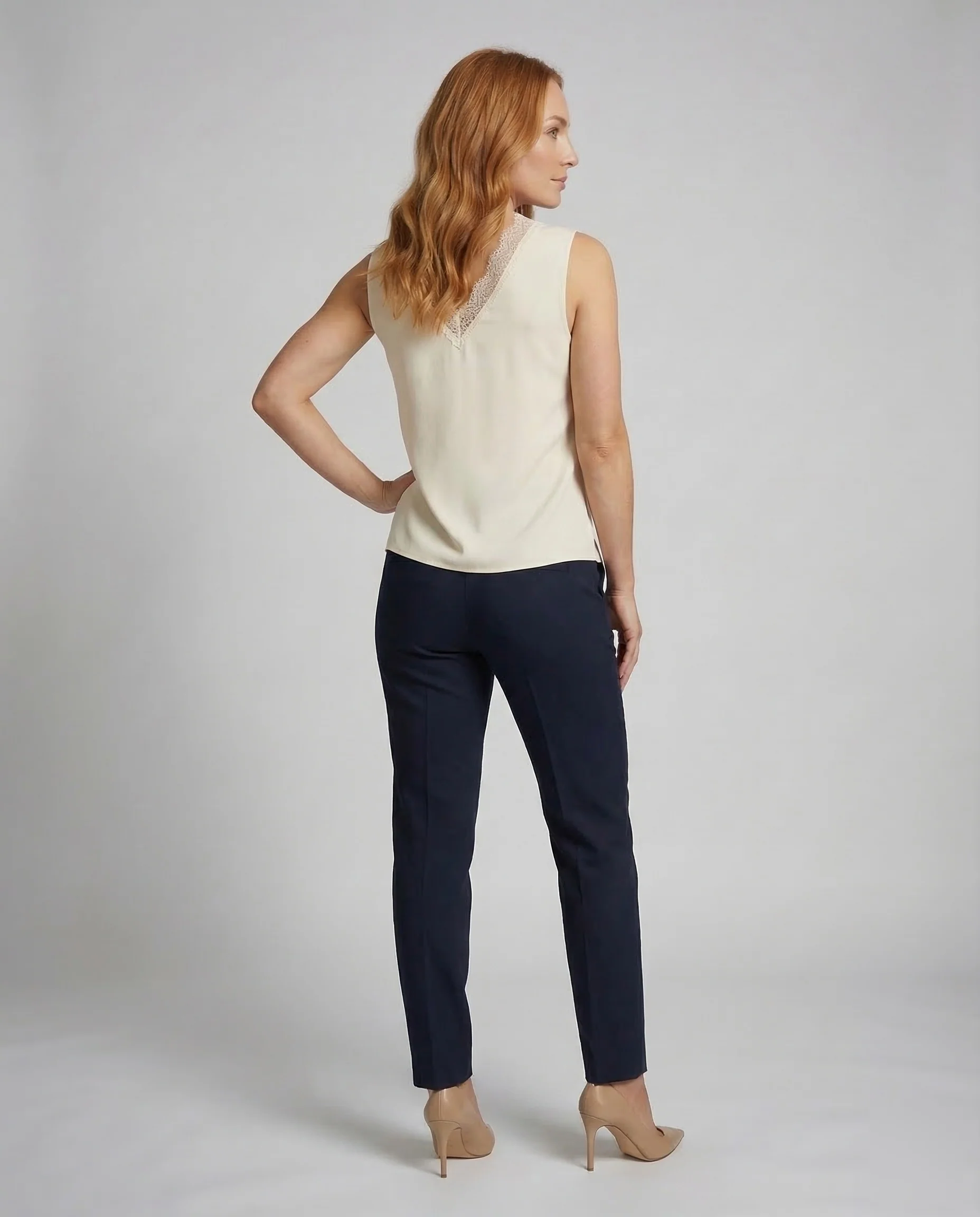 Damen V Ausschnitt Bluse Spitze - Image 4