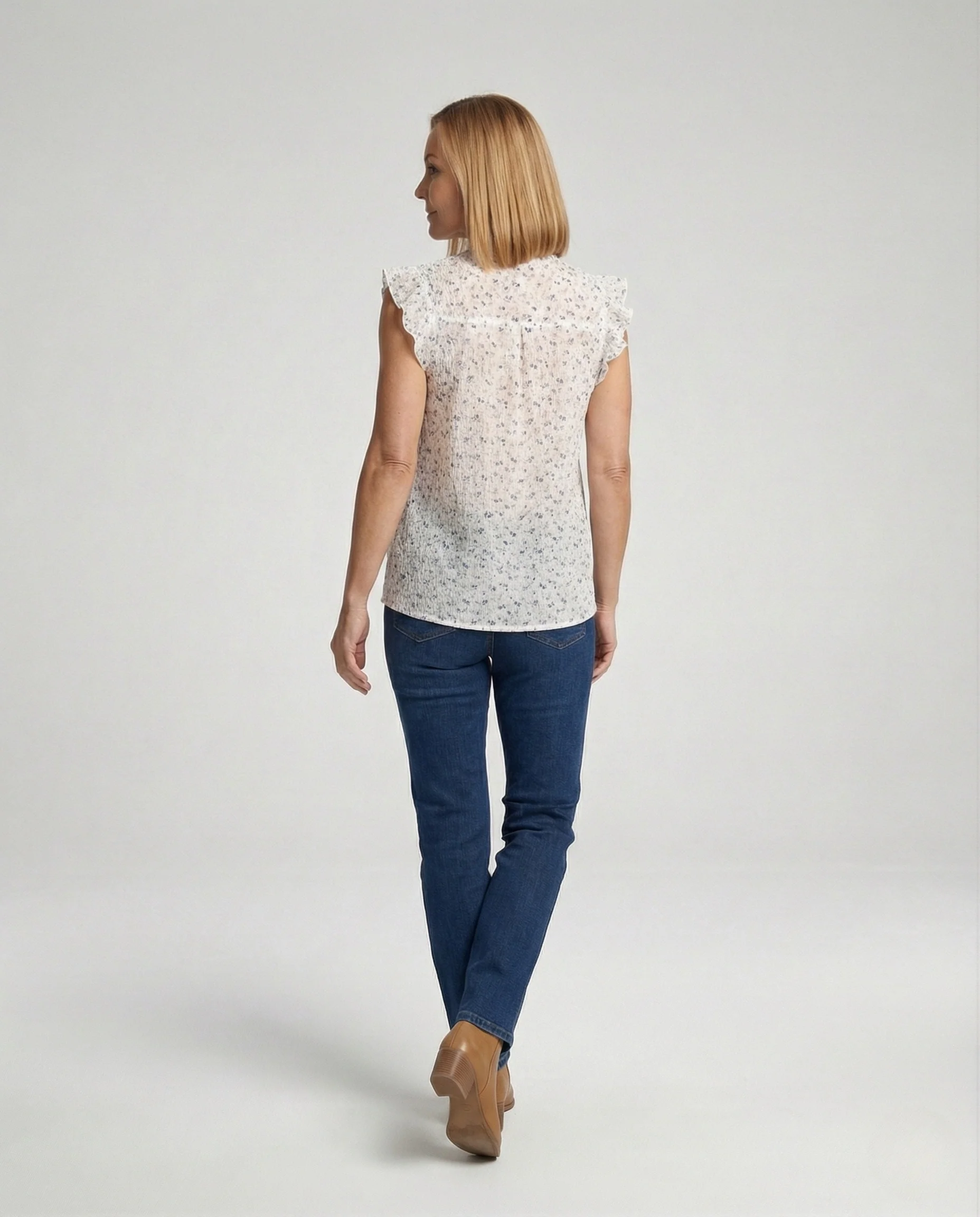 Damen Bluse ärmellos Spitze Stehkragen - Image 3