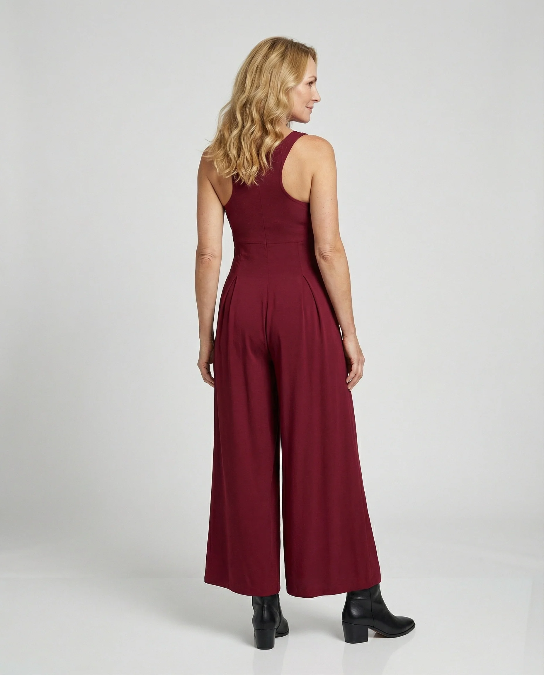 Eleganter Jumpsuit Damen ärmellos mit weitem Bein - Image 3