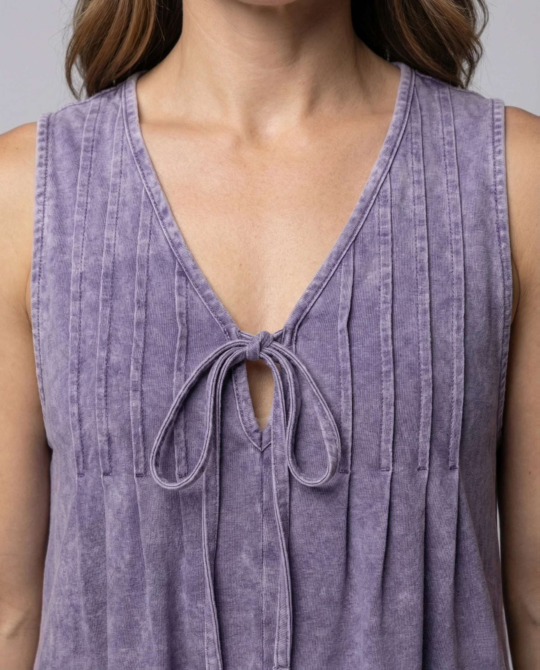 Damen ärmelloser Sommeroverall V-Ausschnitt Bindegürtel Taschen - Image 3