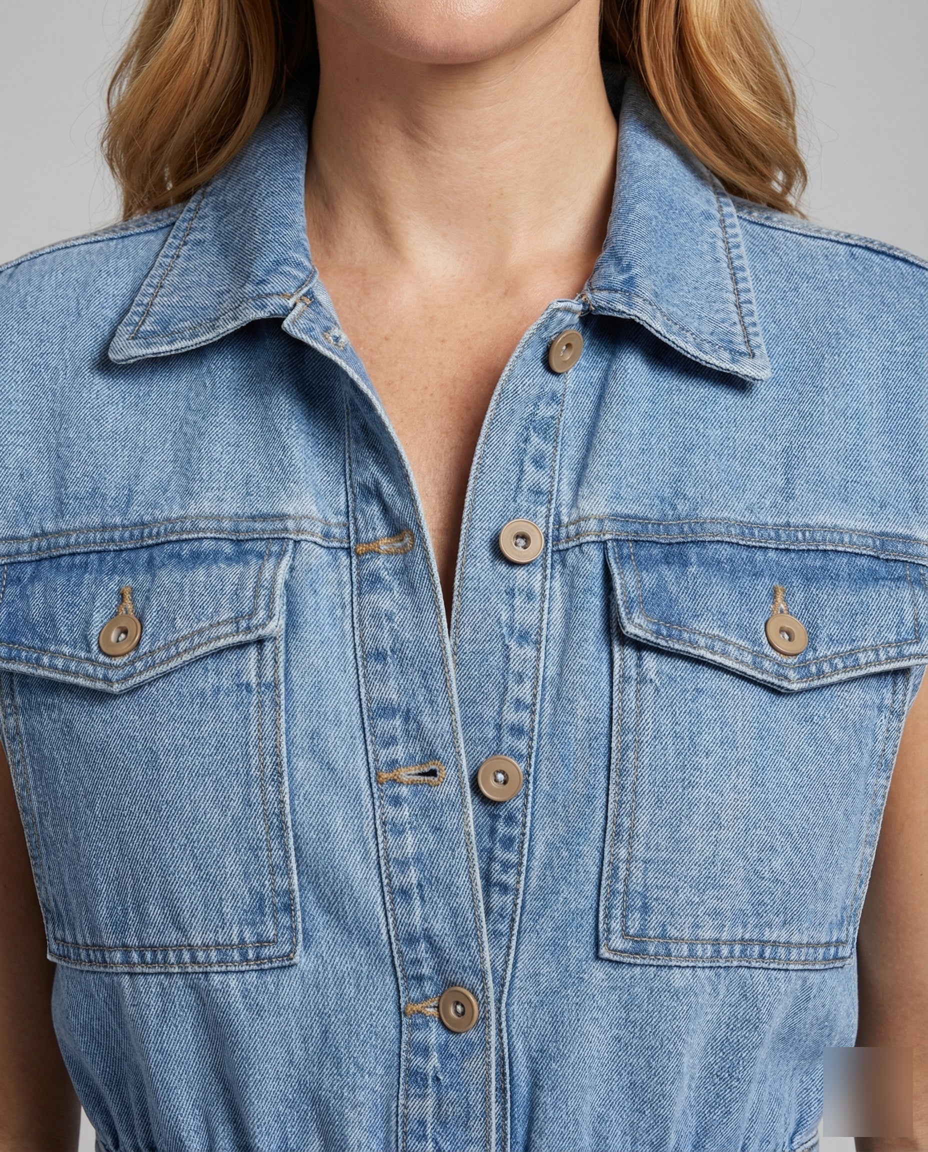 Damen Jeans Jumpsuit Weites Bein - Image 3