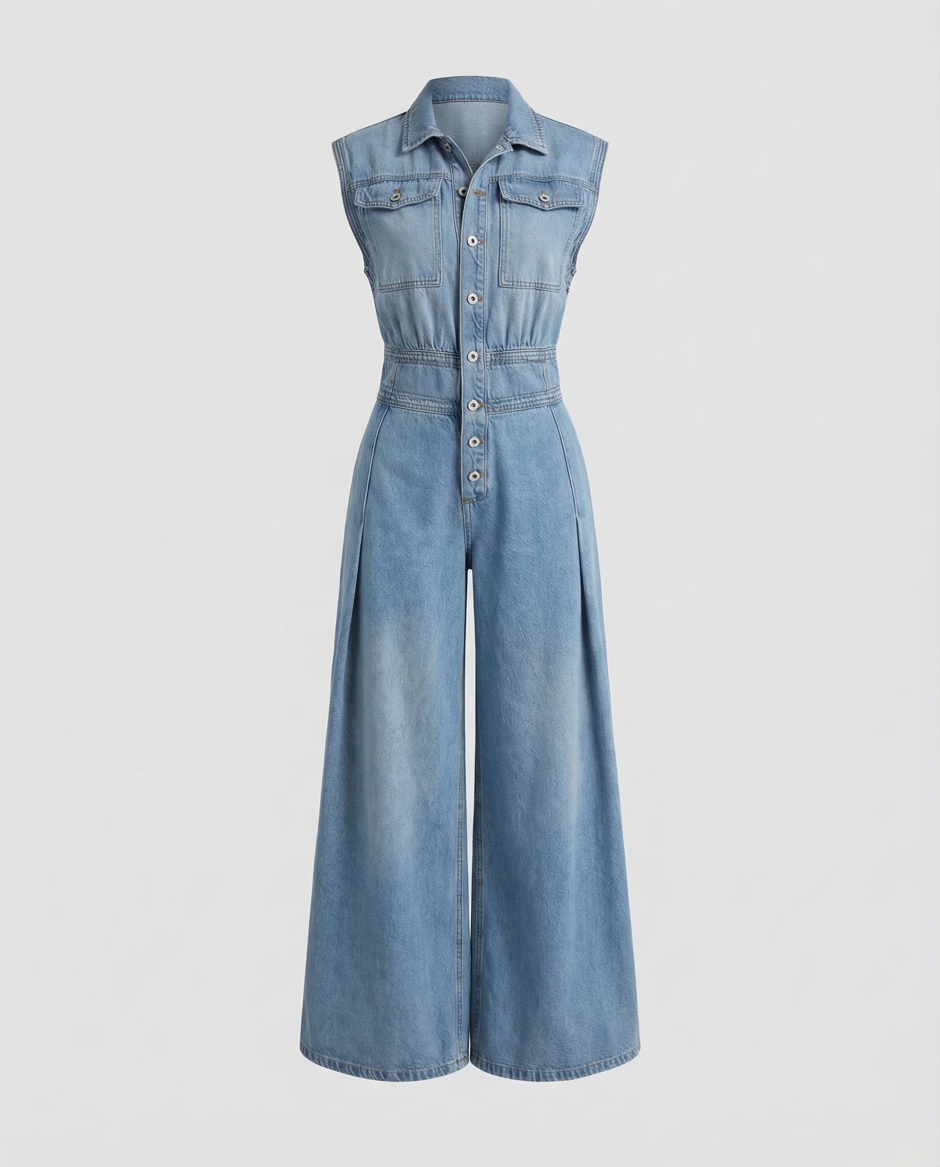 Damen Jeans Jumpsuit Weites Bein - Image 5