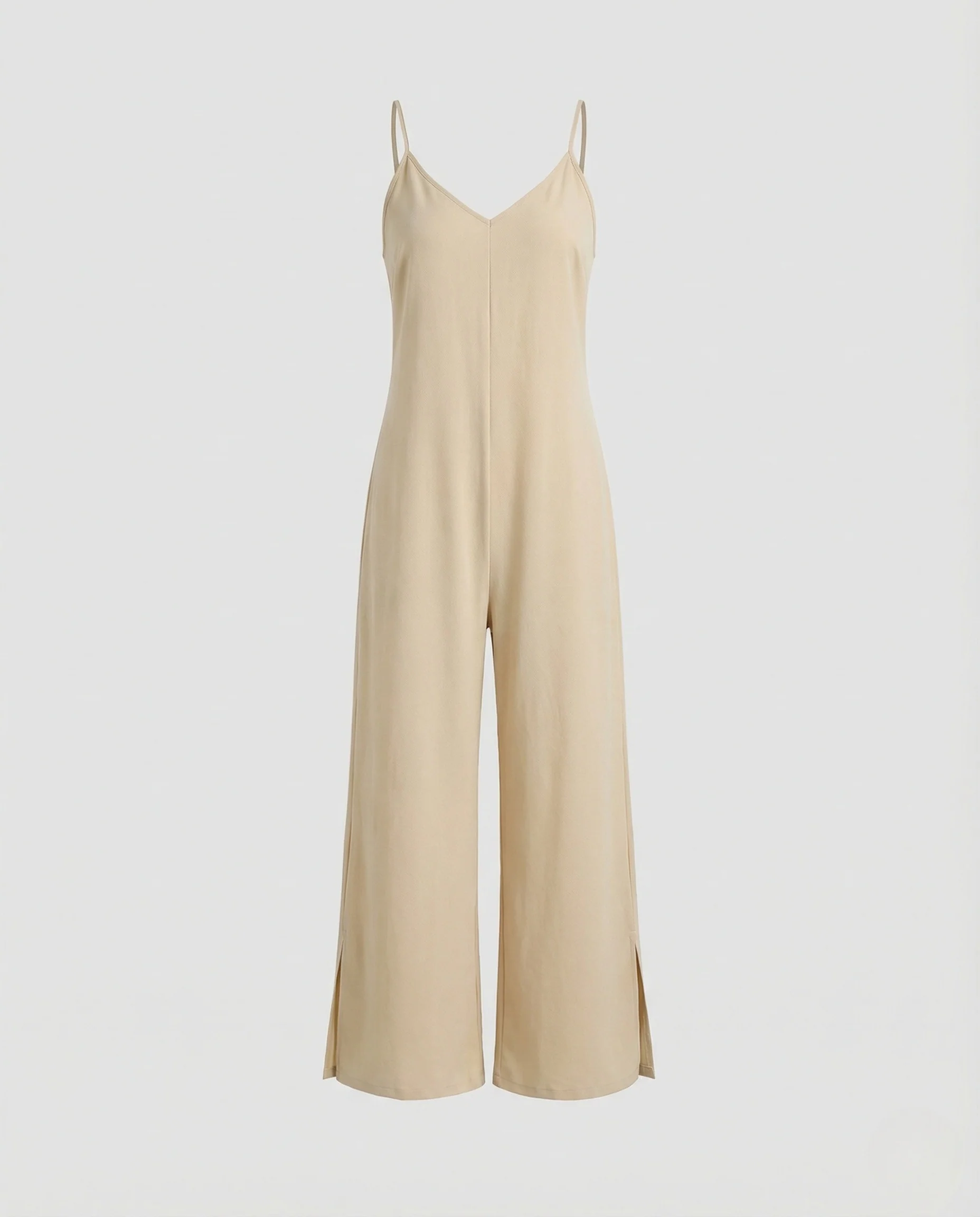 Damen Ärmelloser Jumpsuit mit V-Ausschnitt und weitem Bein - Image 4