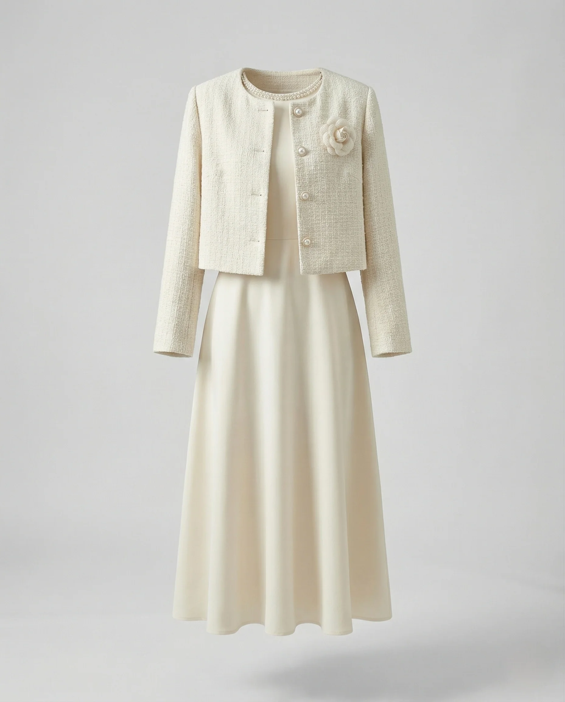 Damen Ärmelloses A-Linien Kleid mit Perlenkragen - Image 5