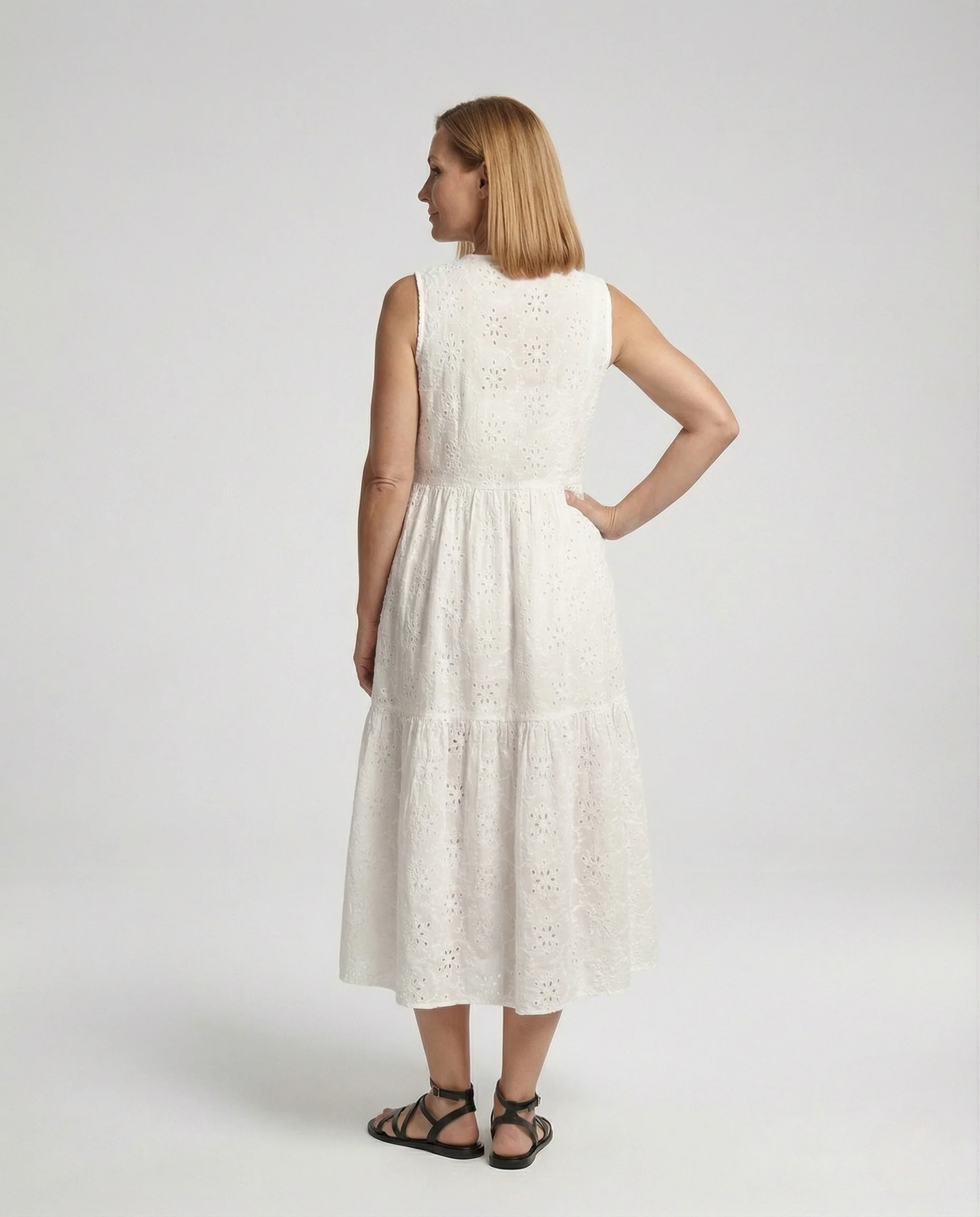 Damen Ärmelloses A-Linien Lagenkleid mit Broderie - Image 2