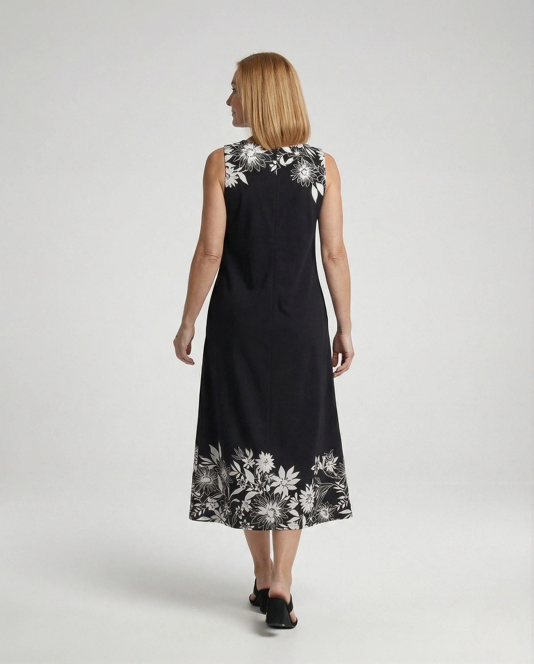Damen Ärmelloses A-Linien Midikleid mit floraler Bordüre - Image 4