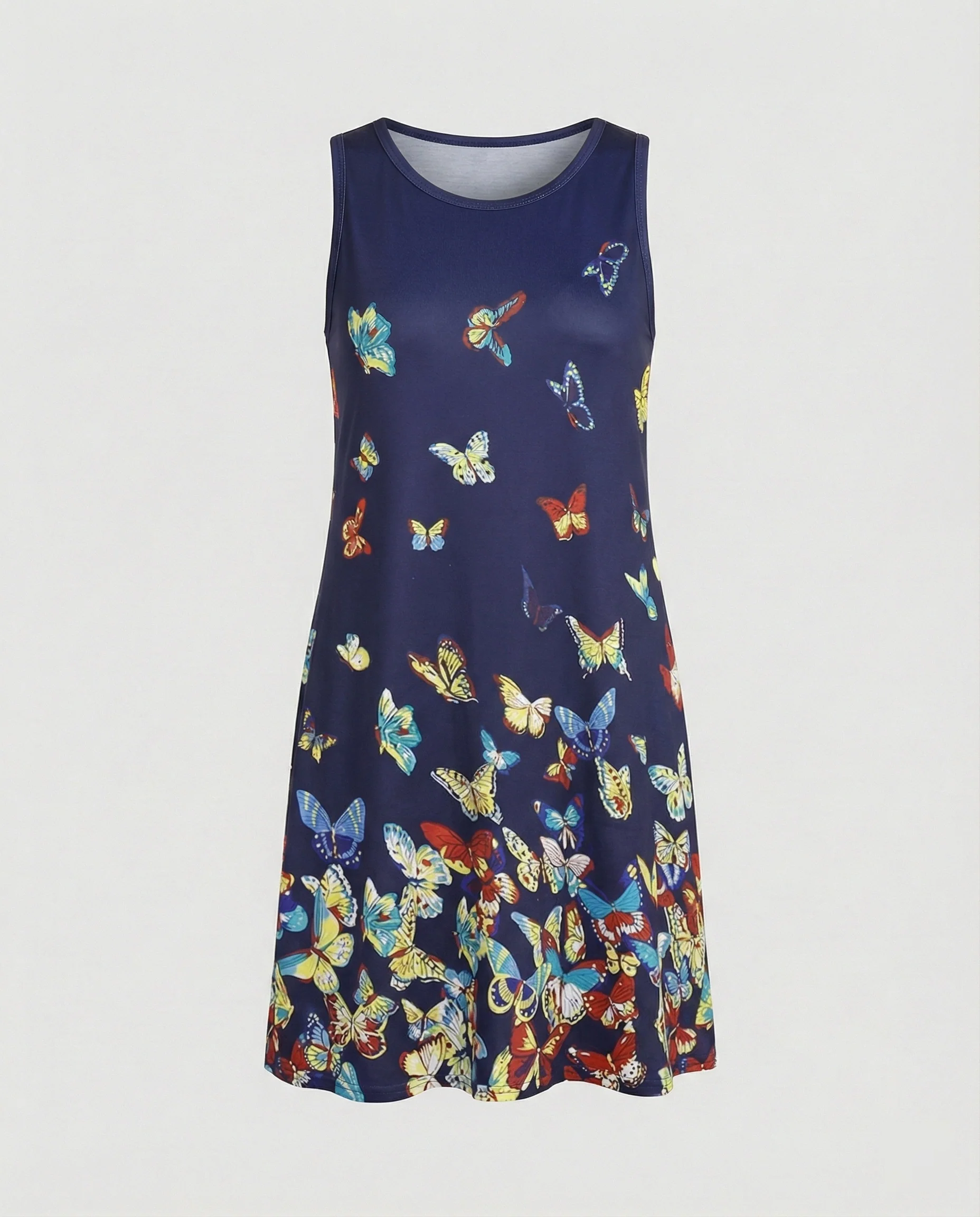 A-Linien Sommerkleid Palmenprint Ärmellos Damen - Image 10
