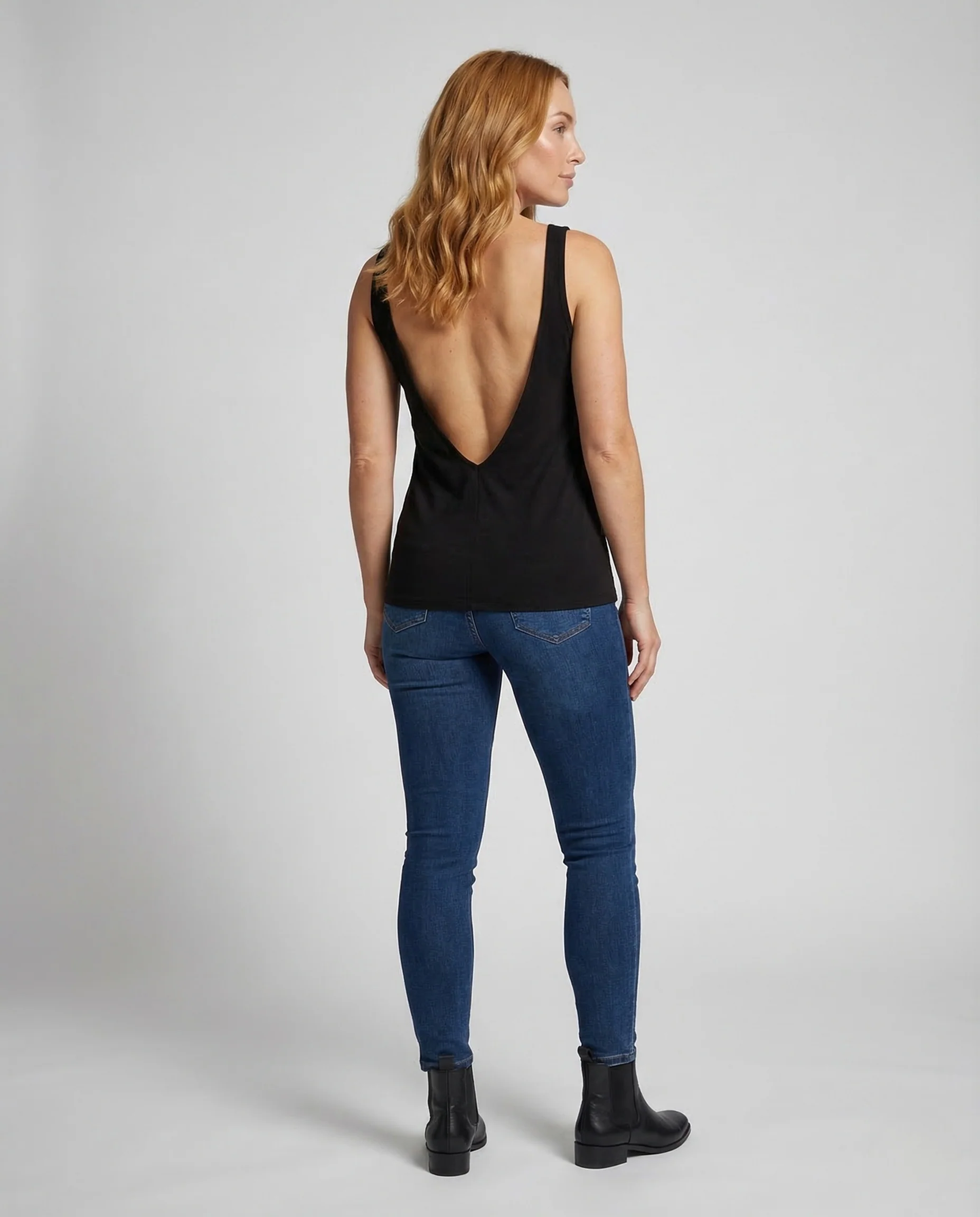 Damen Baumwolljersey Shirt Ärmellos Figurbetont Rundhals - Image 4