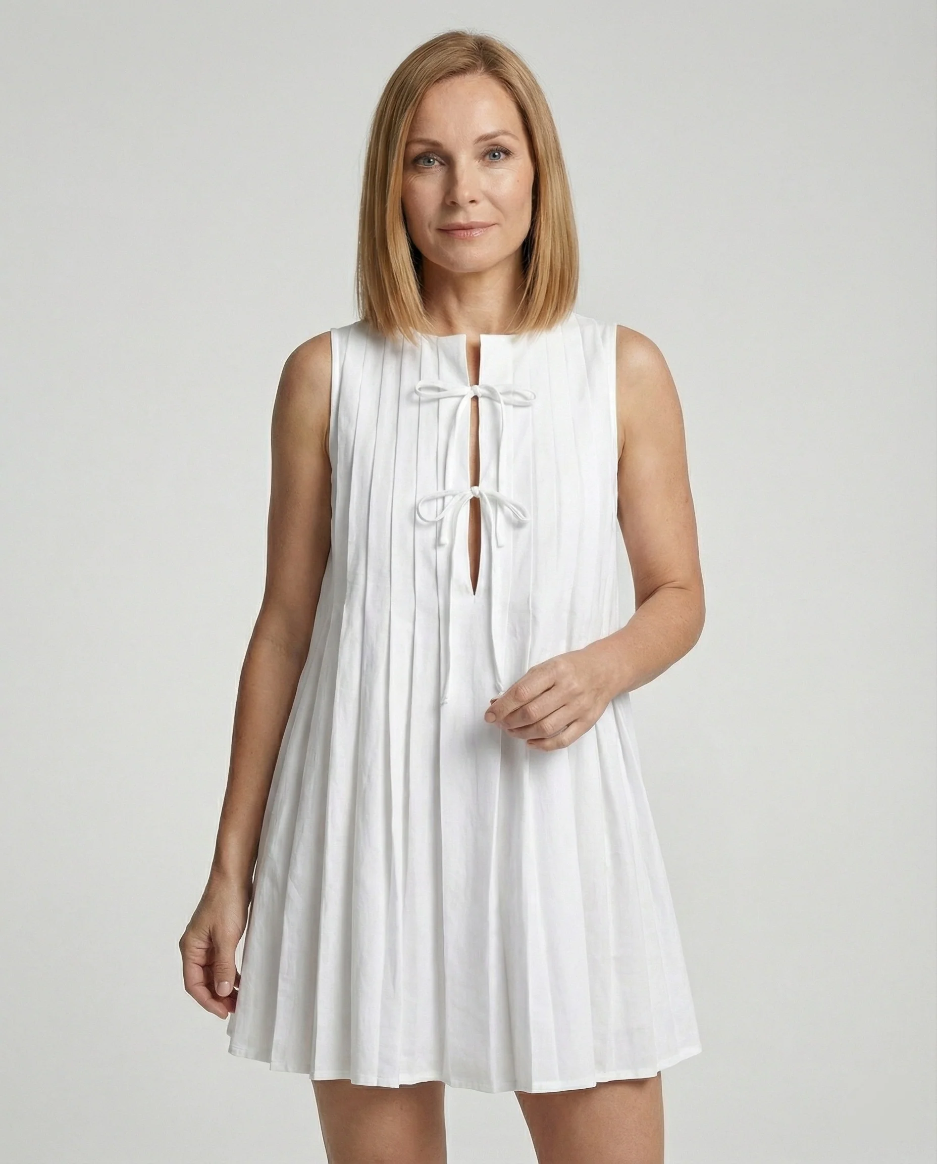 Damen Freizeitkleid ärmellos mit Plissee - Image 2