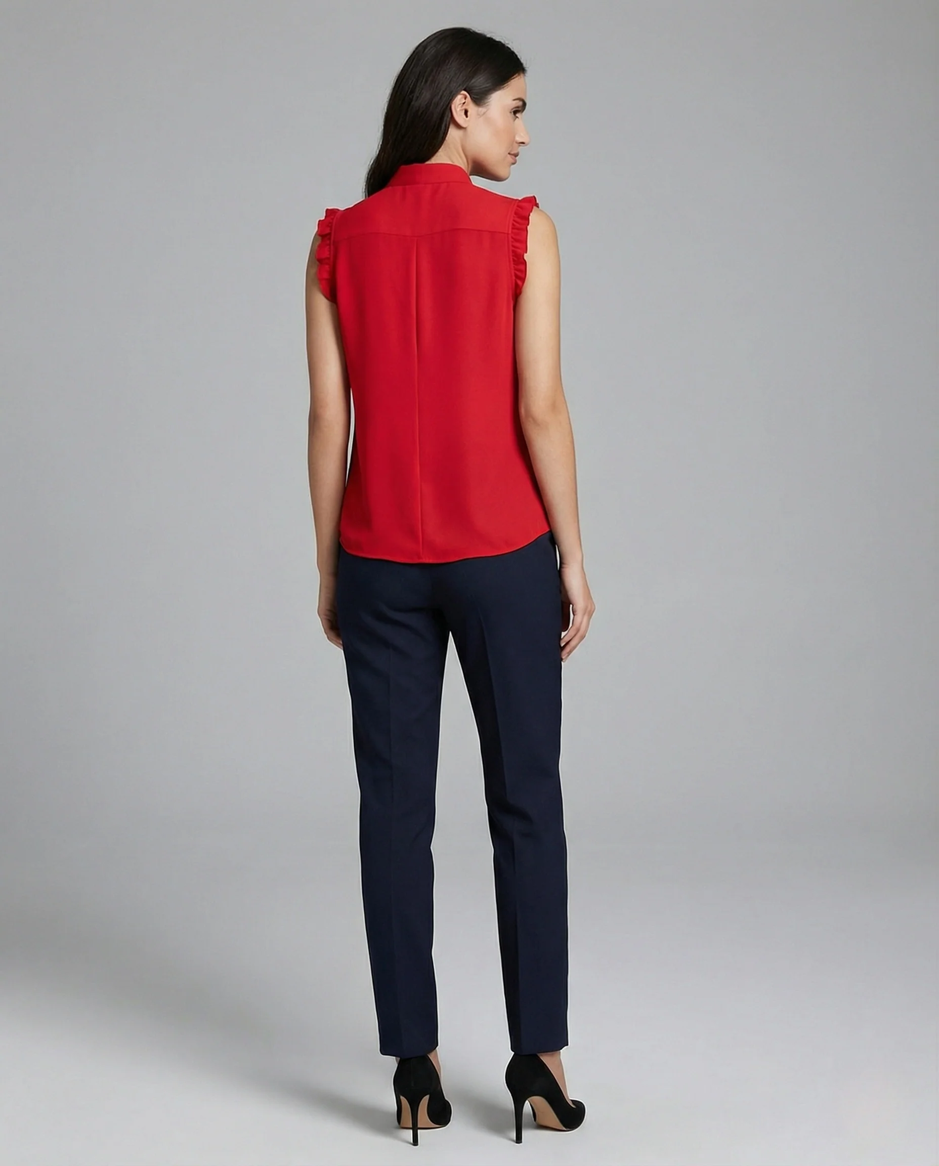 Damen Ärmelloses Blusentop mit Schleifenkragen - Image 4