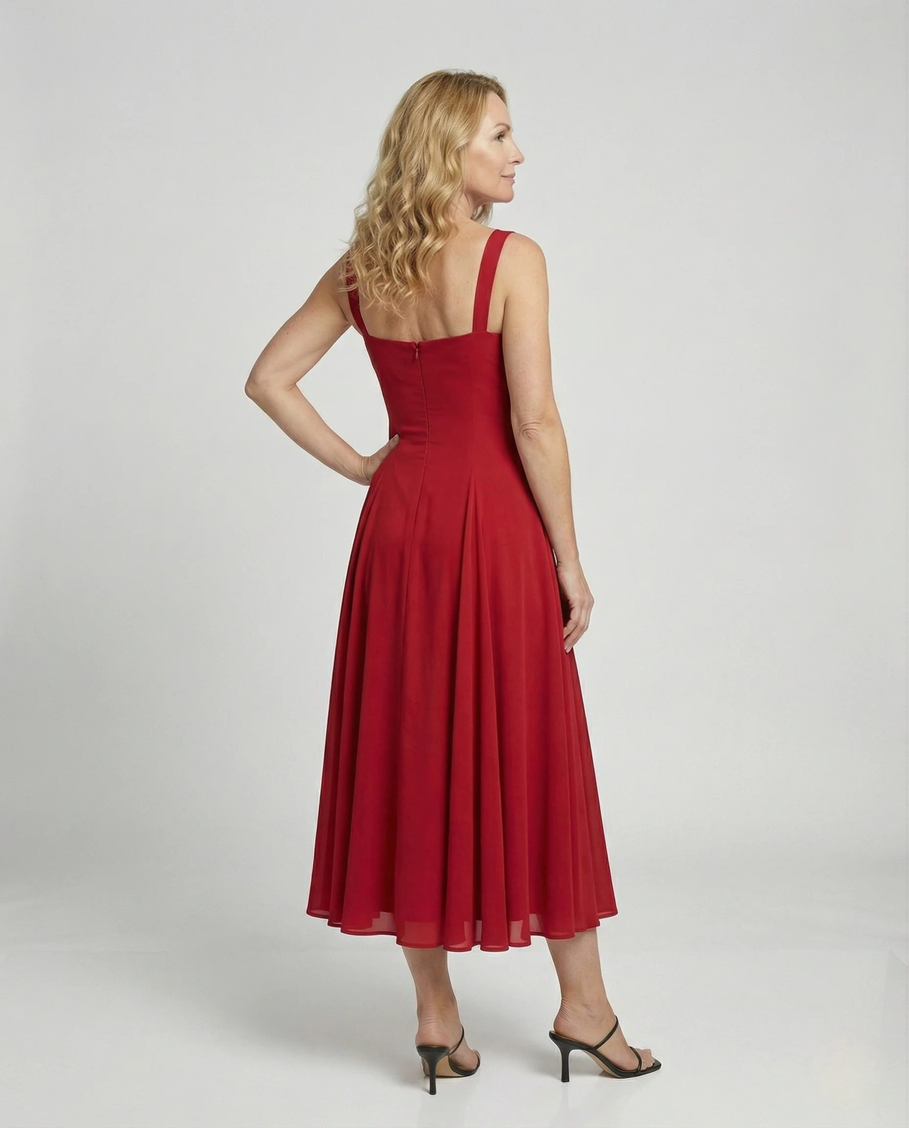 Damen Bodenlanges Chiffon Abendkleid mit Taschen - Image 4
