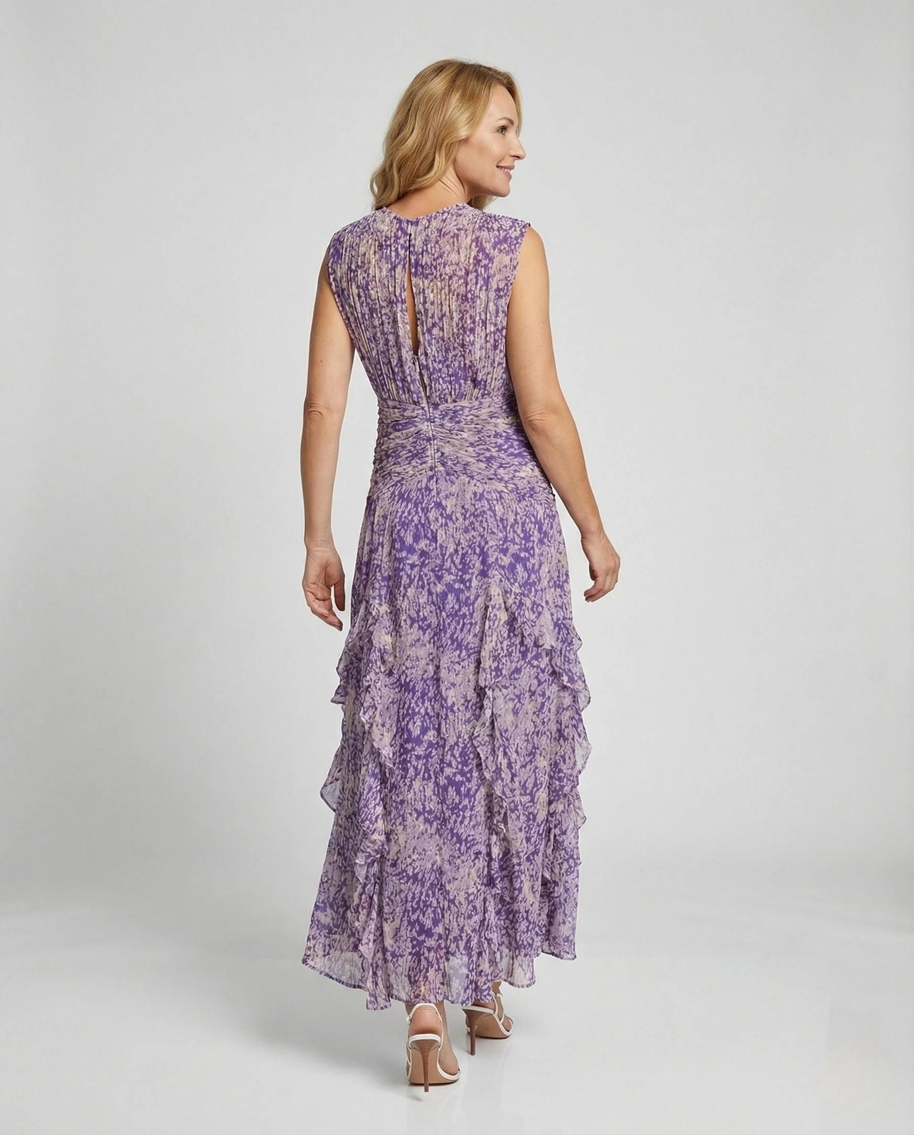 Damen Maxikleid Sommer Chiffon mit Taillenknoten - Image 4