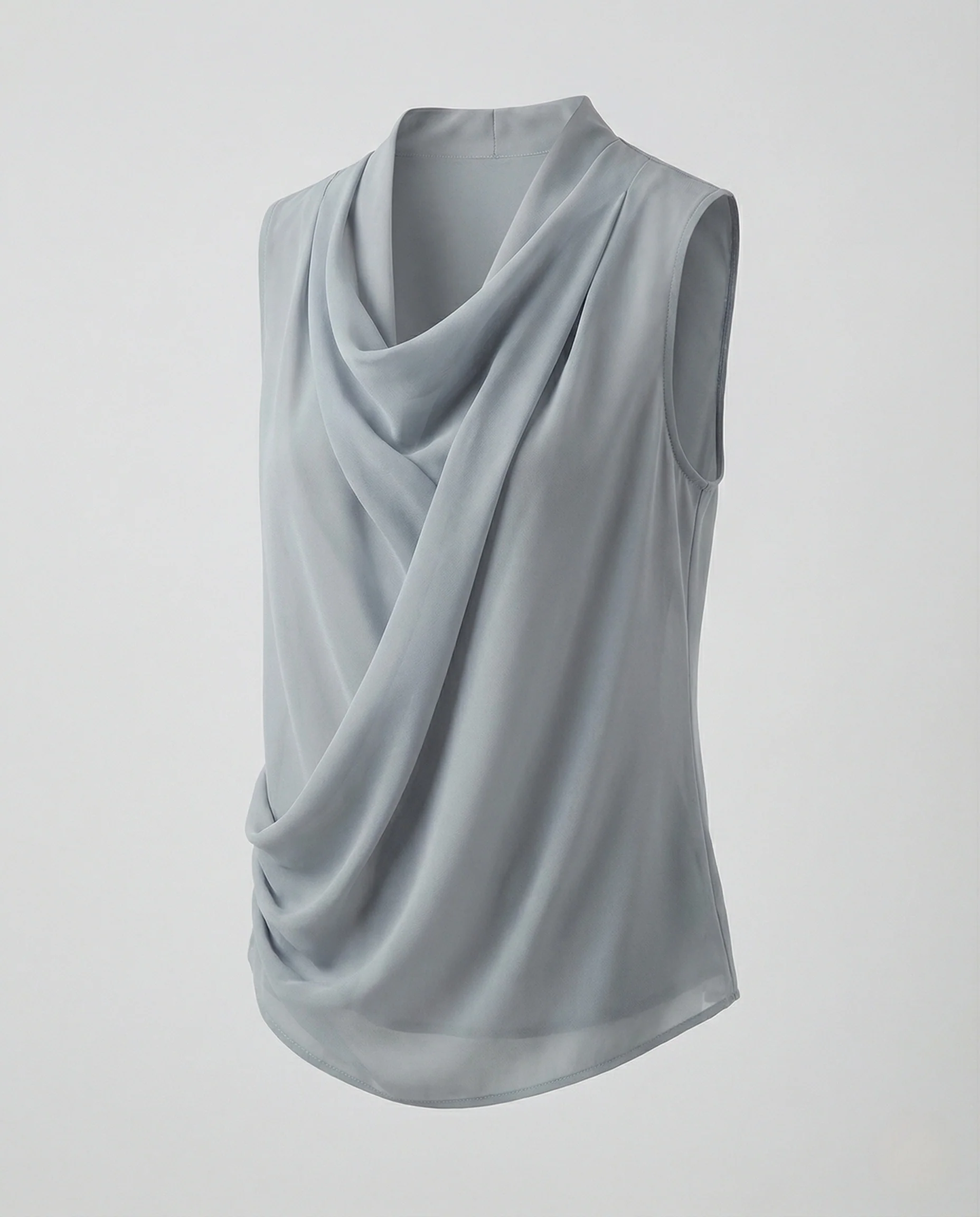 Damen Ärmelloses Georgette Top mit Schalkragen - Image 5