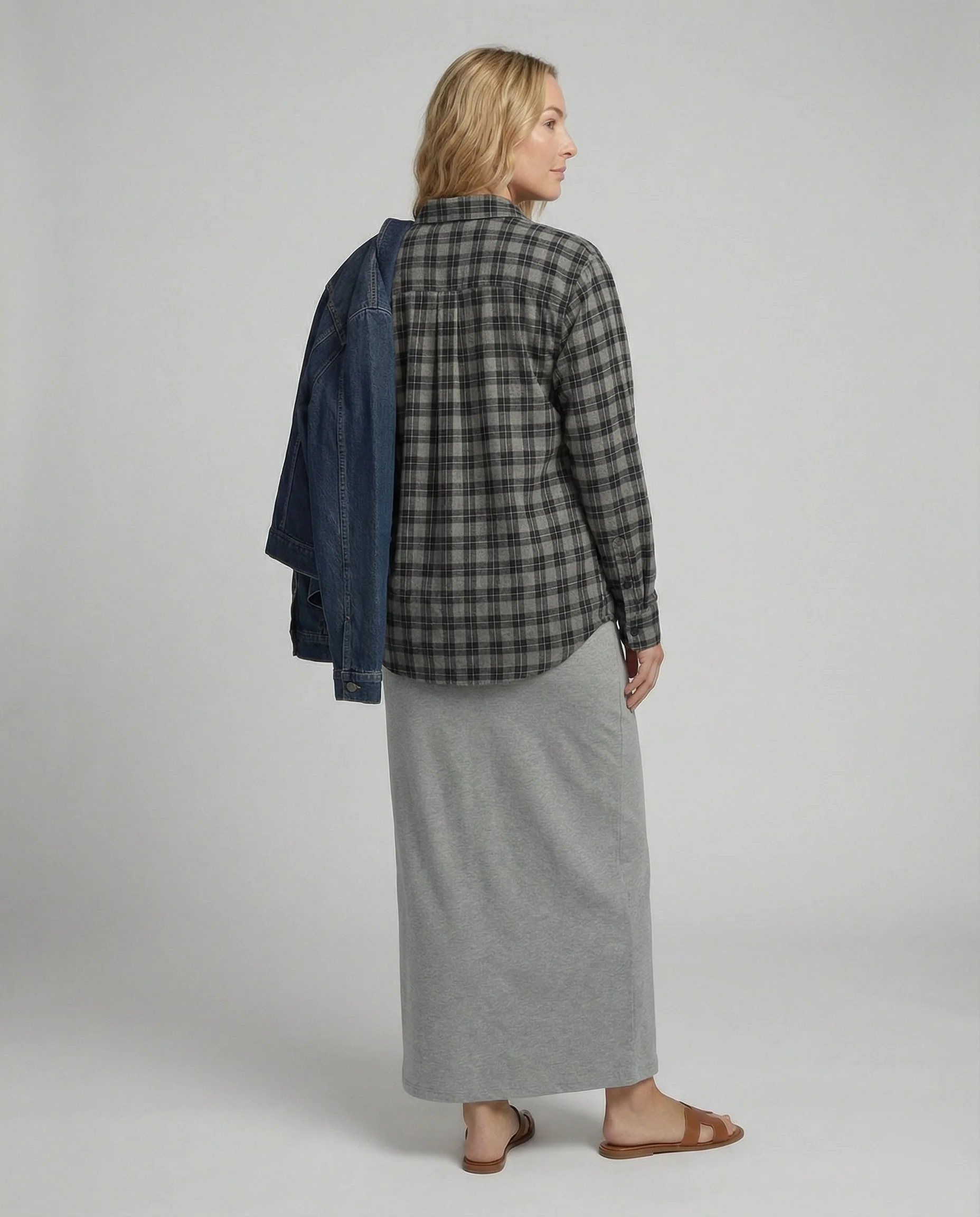Ärmelloses figurschmeichelndes Maxikleid aus weichem Baumwolljersey mit Rundhalsausschnitt Heidi Mode - Image 2