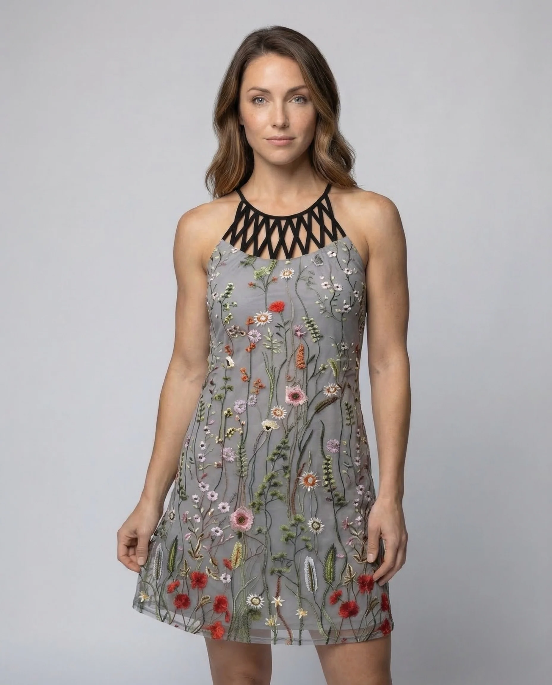 Damen Halter Minikleid Print Jersey - Image 2