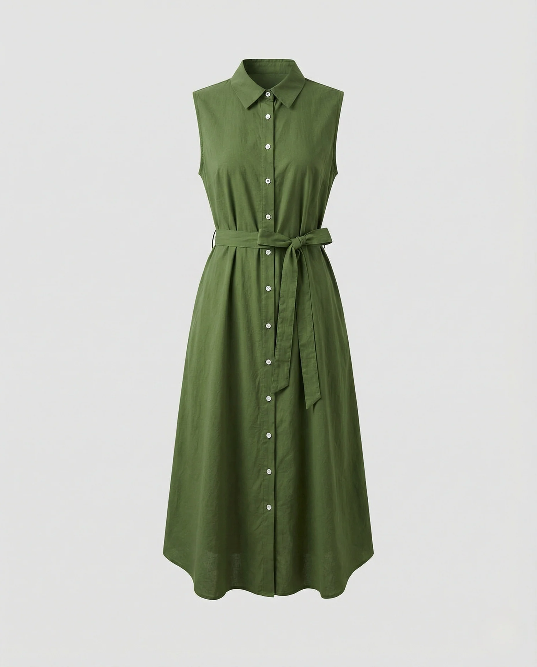 Damen Ärmelloses Hemdblusenkleid mit Bindegürtel - Image 4
