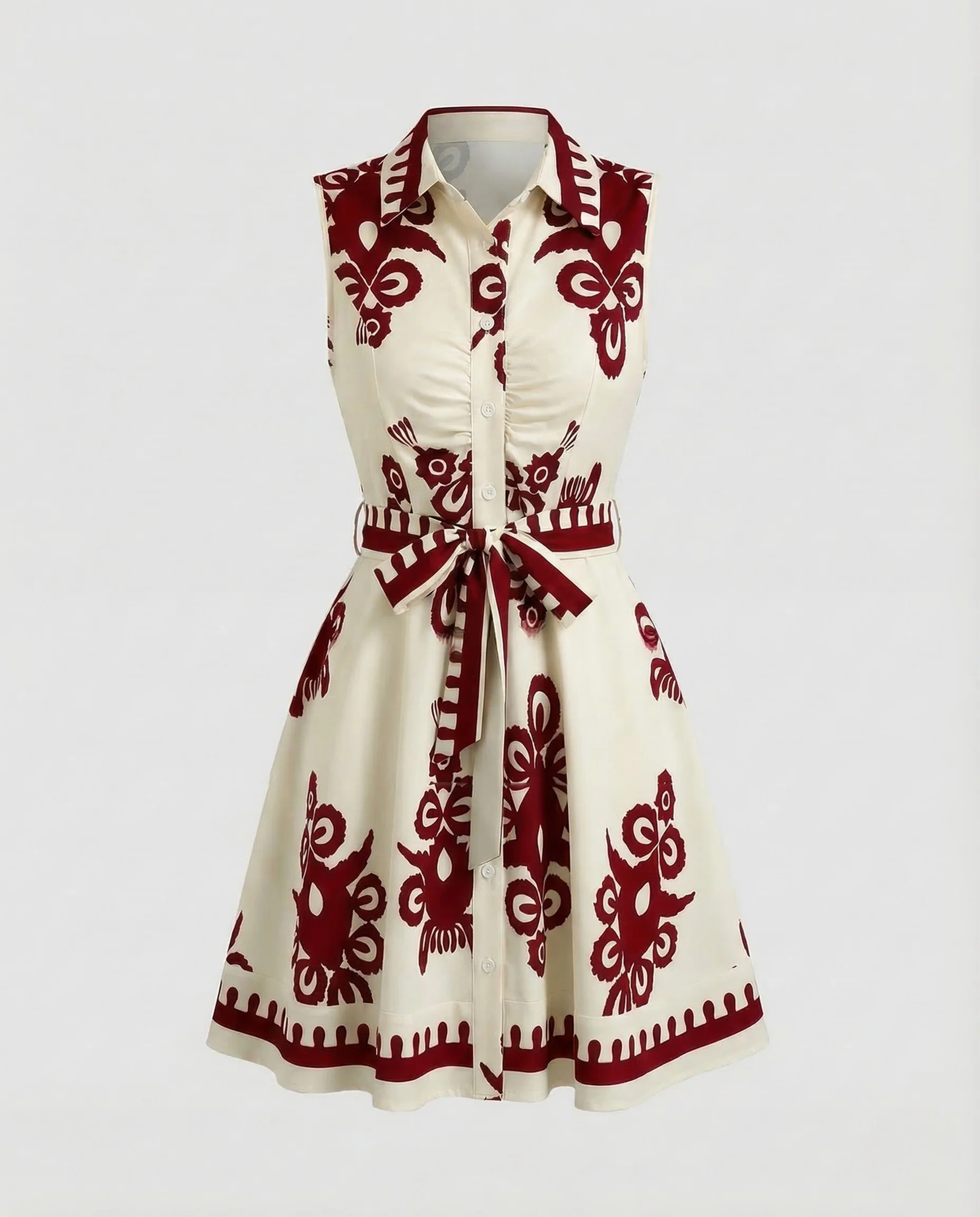 Damen Hemdkleid Ärmellos Gürtel - Image 6