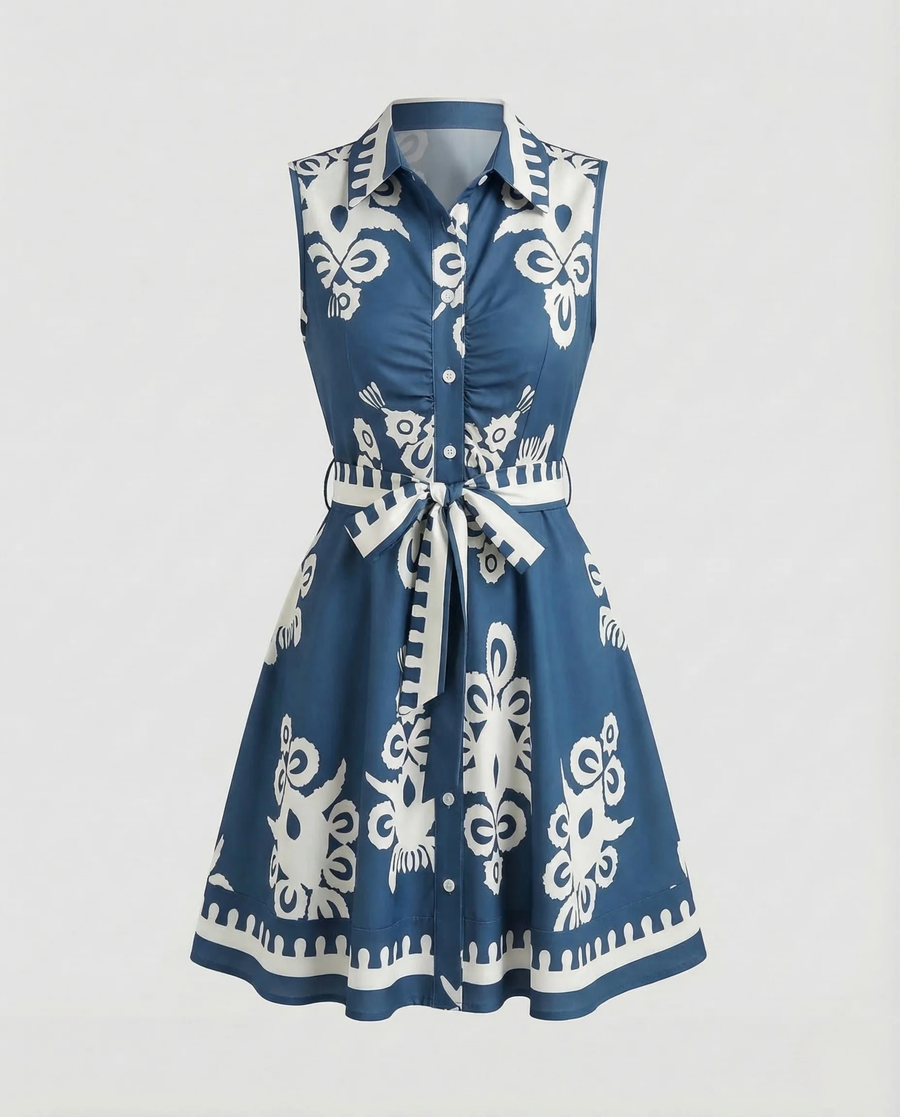 Damen Hemdkleid Ärmellos Gürtel - Image 7